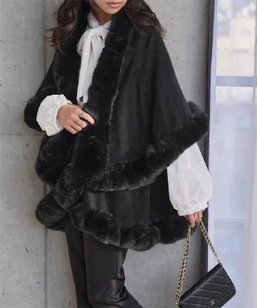フェイクファーケープコート [K1434] - レディースファッション通販