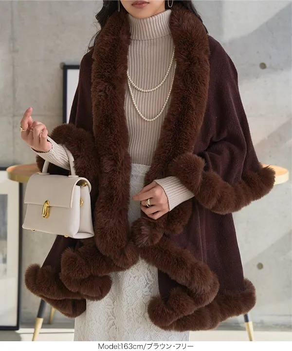 フェイクファーケープコート [K1434] - レディースファッション通販