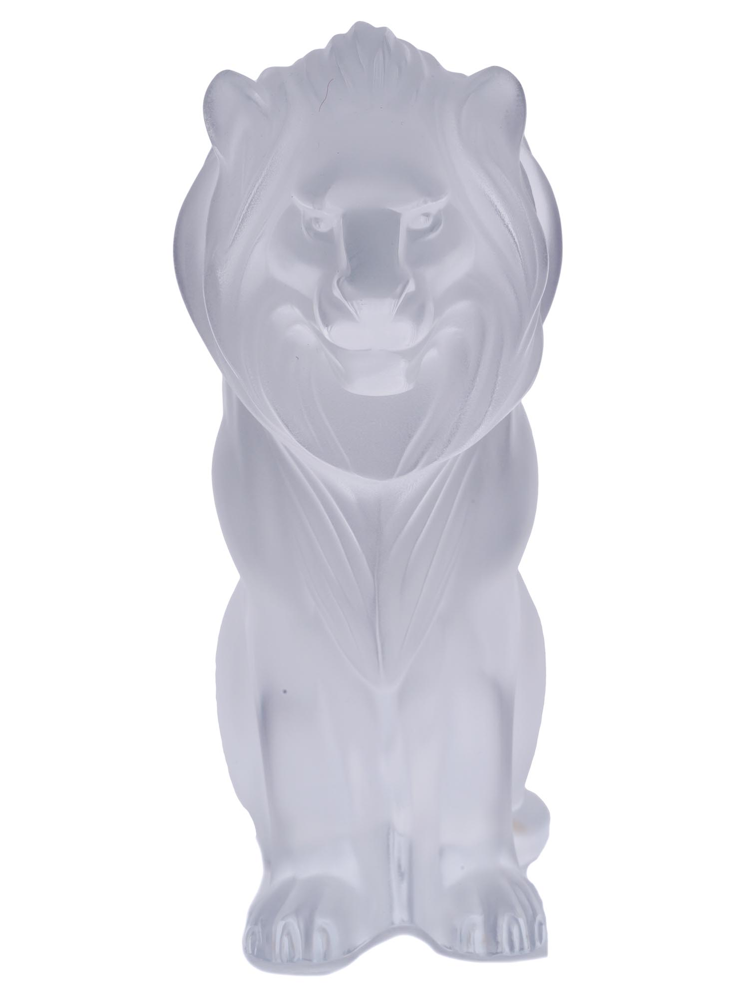 Lot 288 | LALIQUE PARIS LION FROSTED CRYSTAL GLASS SCULPTURE