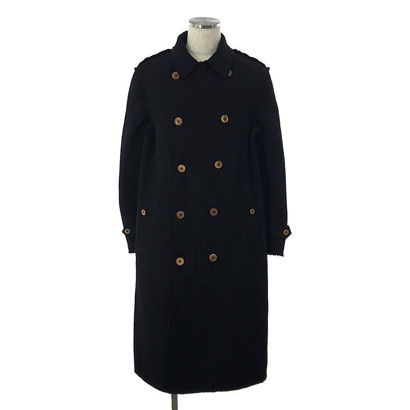 ウール ボア 断ち切り インサイドアウト ダブル ロング オーバーコート