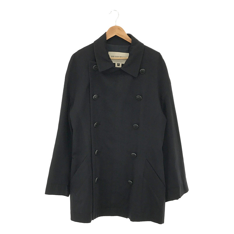 イタリア製 レザーボタン ウール ダブルブレスト ジャケット