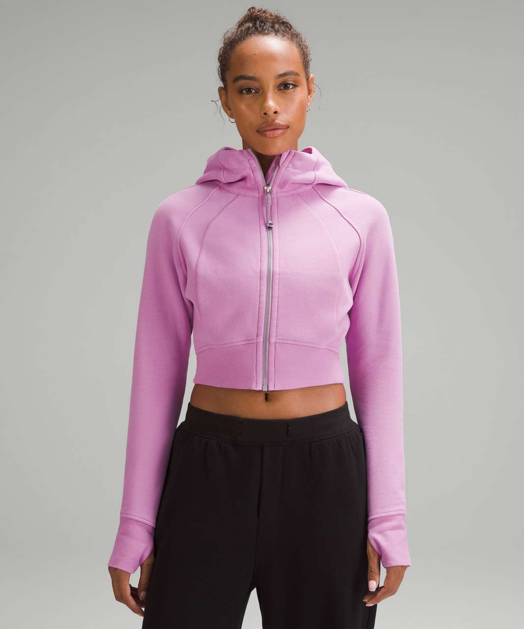 Lululemon Scuba Full-Zip Cropped Hoodie - Dahlia Mauve - lulu fanatics