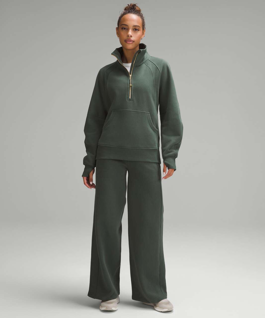 ルルレモン ハーフジップ ロングXS 深緑 scuba スウェット Lululemon