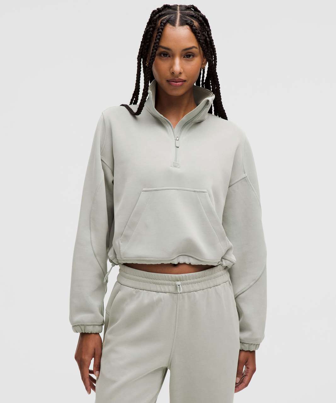 Lululemon Brushed Softstreme Half Zip - Jade Grey - lulu fanatics