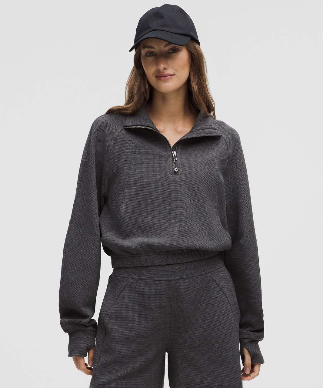 Lululemon Scuba Cropped Funnel-Neck Half Zip *Waffle - Heathered