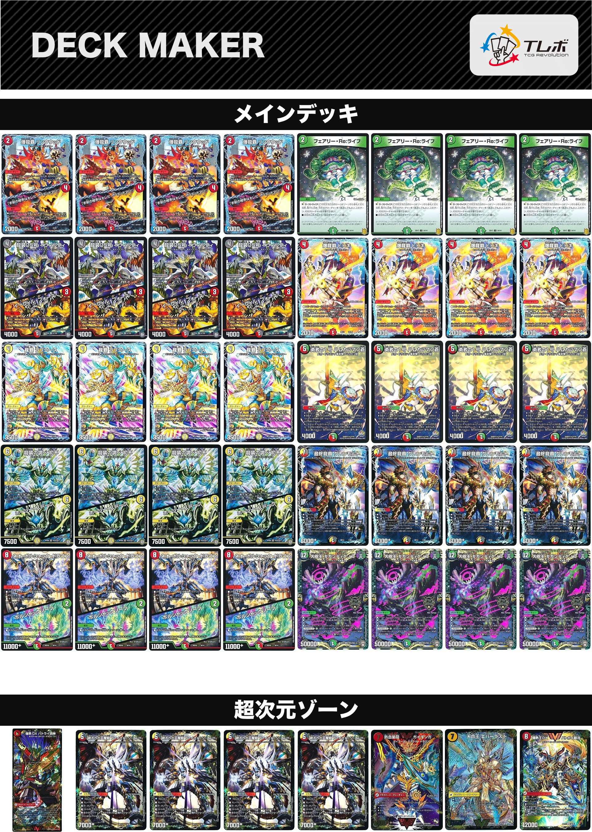 デュエルマスターズ ハムカツマン型4cドラグナー デッキレシピ詳細