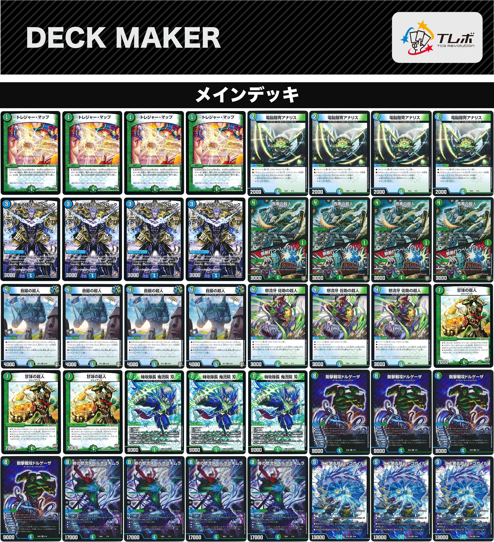 デュエマ 青緑ジャイアント 全国大会 デッキ 39枚 シネラリアで完成 青