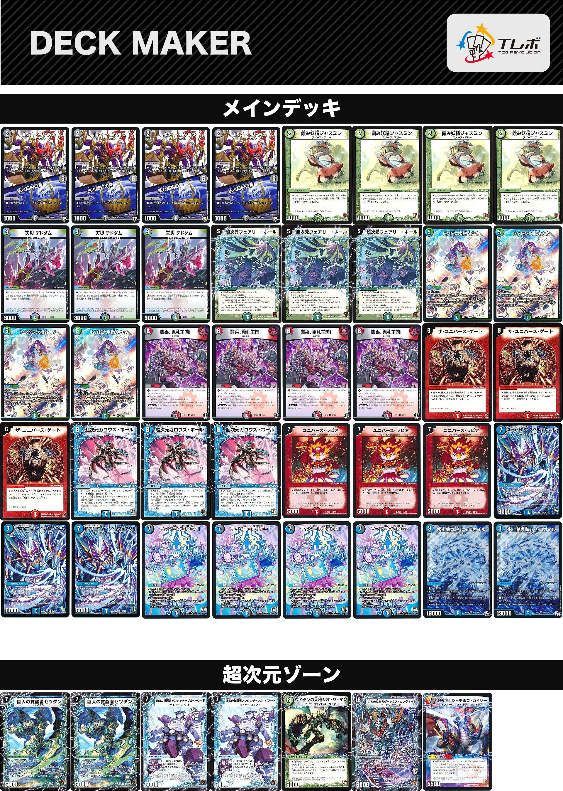 デュエルマスターズ ユニバース・ラピア・ゲート デッキレシピ詳細