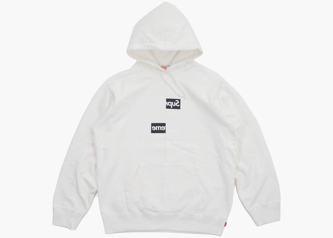 Supreme Cdg Split Box Logo Hoodie White