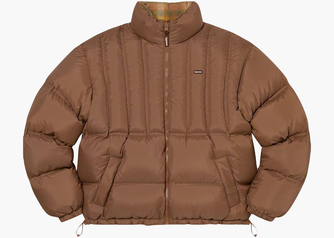 Supreme Flannel Reversible Puffer Jacket Brown | Hype Clothinga