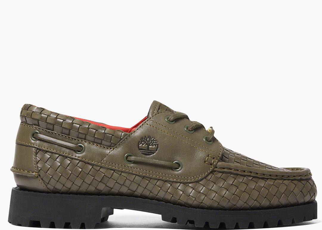 Timberland Woven Leather 3-Eye Lug Supreme Olive | Hype Clothinga