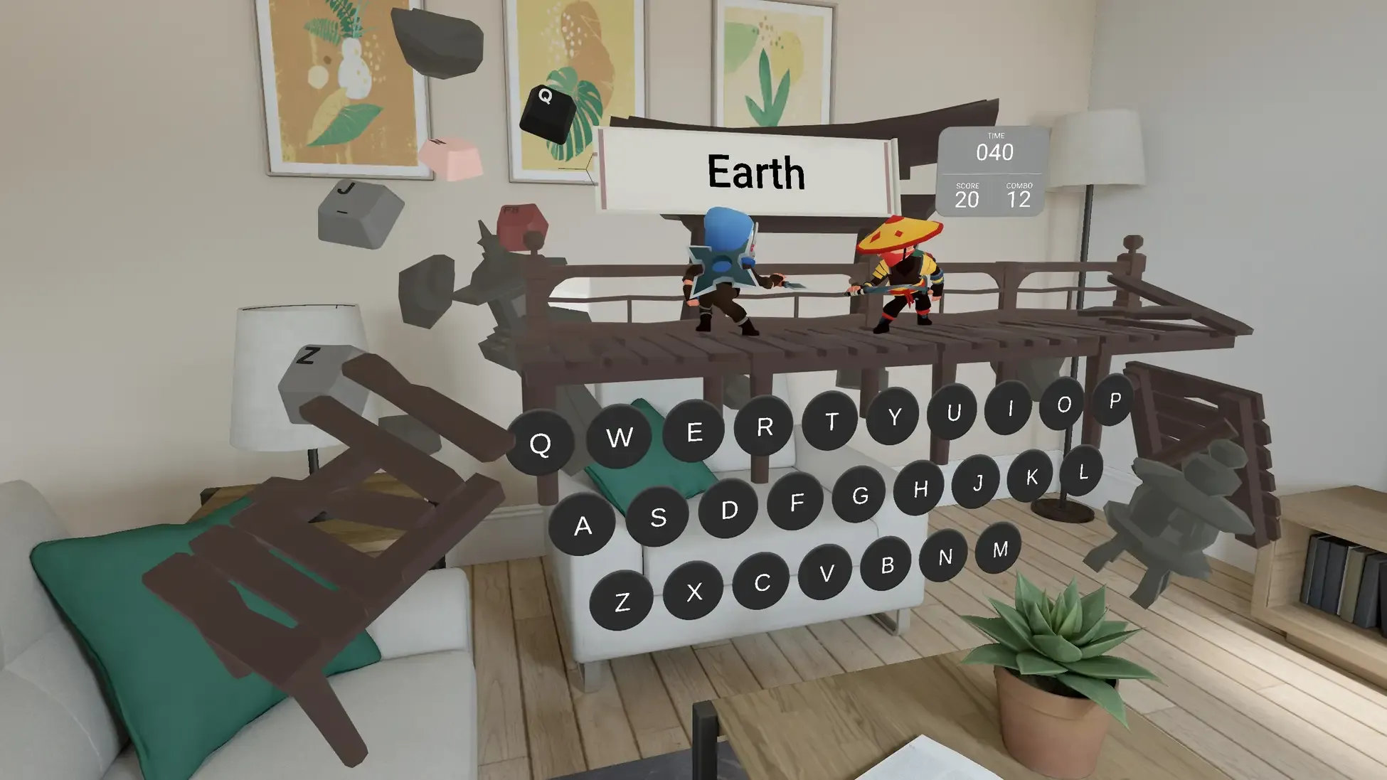 Apple Vision Pro向け空間ゲイズタイピングゲーム「Ninja Gaze Typing