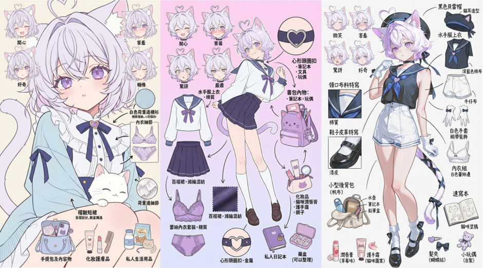 PixAI】キャラクターデザインシートがワンクリックで生成