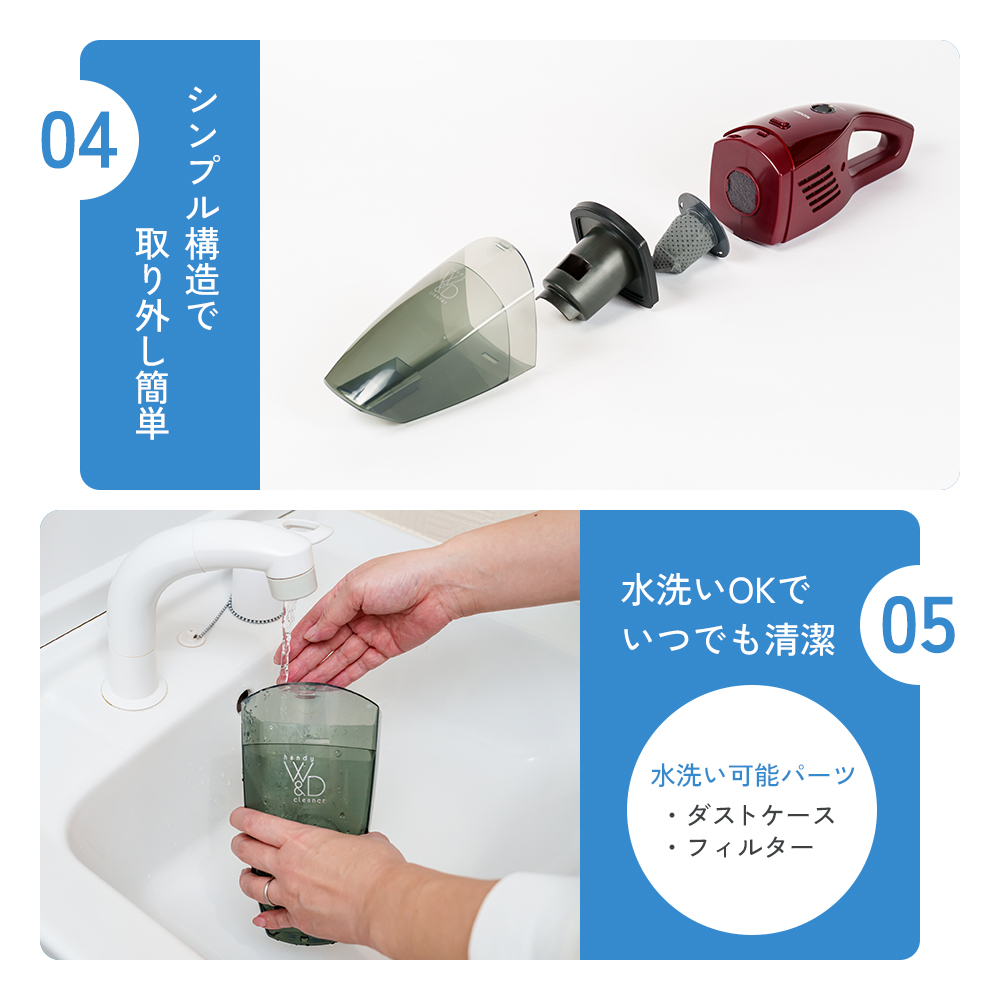 クリーナー YAMAZEN 山善 ハンディクリーナー ZHG-NW48(R) 掃除機