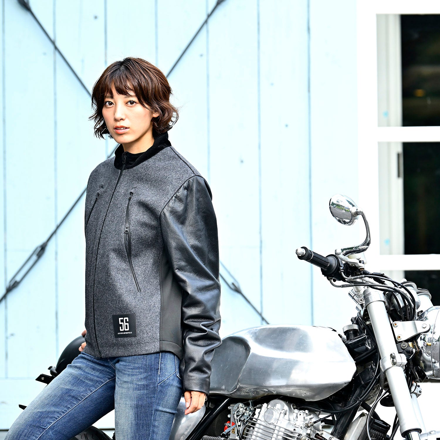 LEATHER SLEEVES MELTON JACKET – 56design WebStore