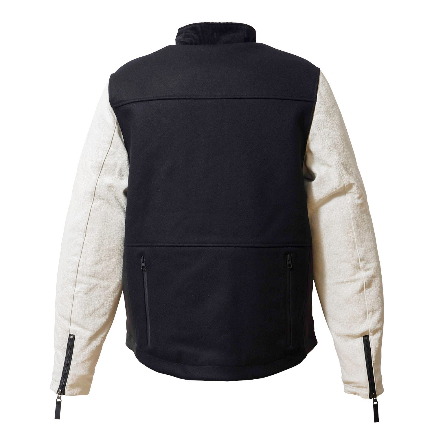 LEATHER SLEEVES MELTON JACKET – 56design WebStore