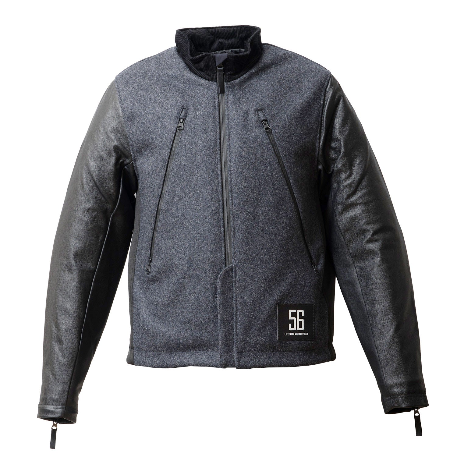 LEATHER SLEEVES MELTON JACKET – 56design WebStore