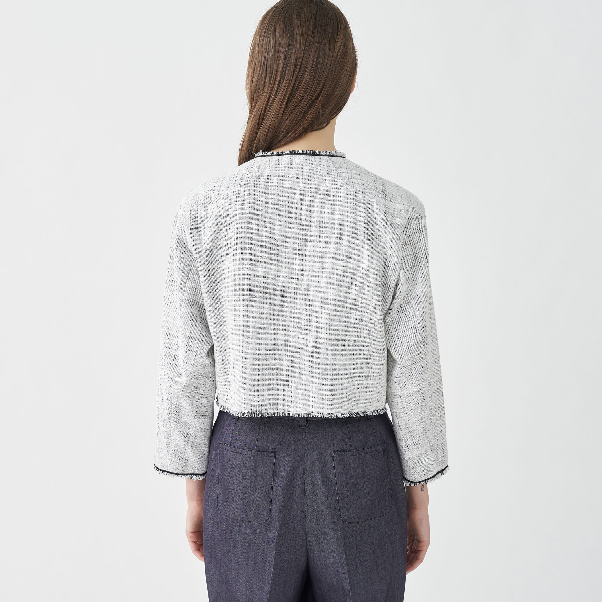 ロングスラブツイード クルーネックジャケット｜トゥモローランド 公式通販