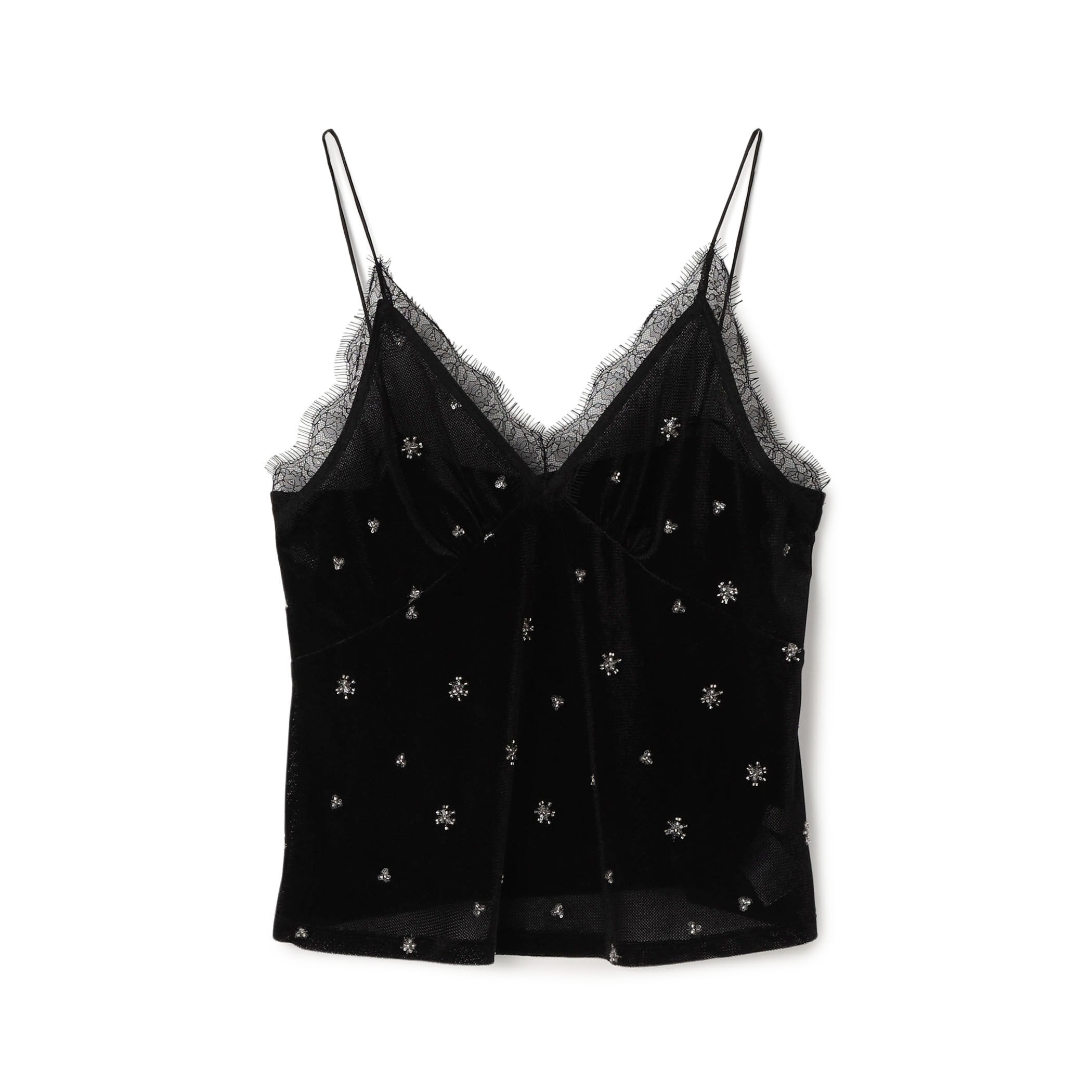 メッシュベロアエンブロイダリー キャミソールブラウス