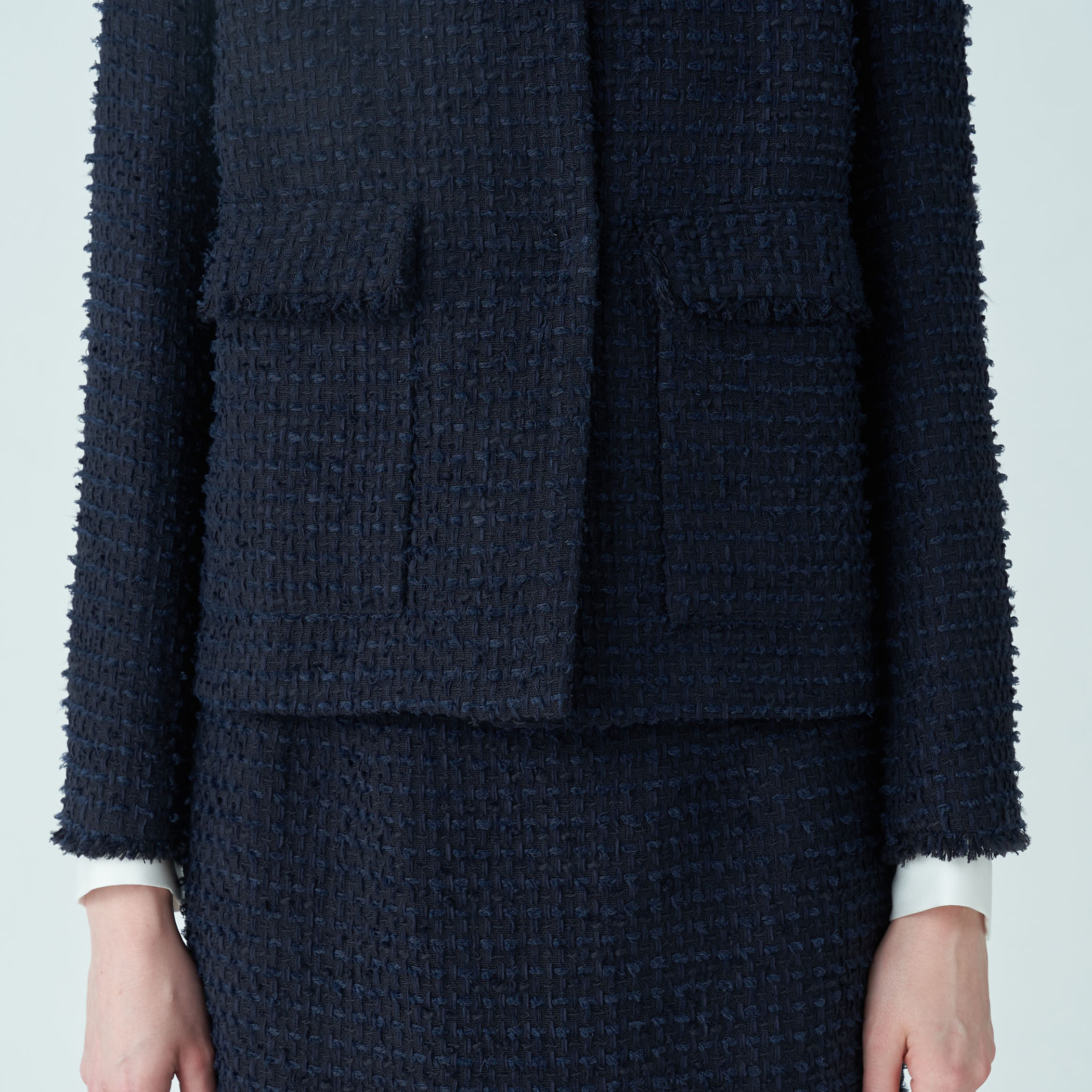 □ミックスヤーンツイード ノーカラージャケット｜トゥモローランド