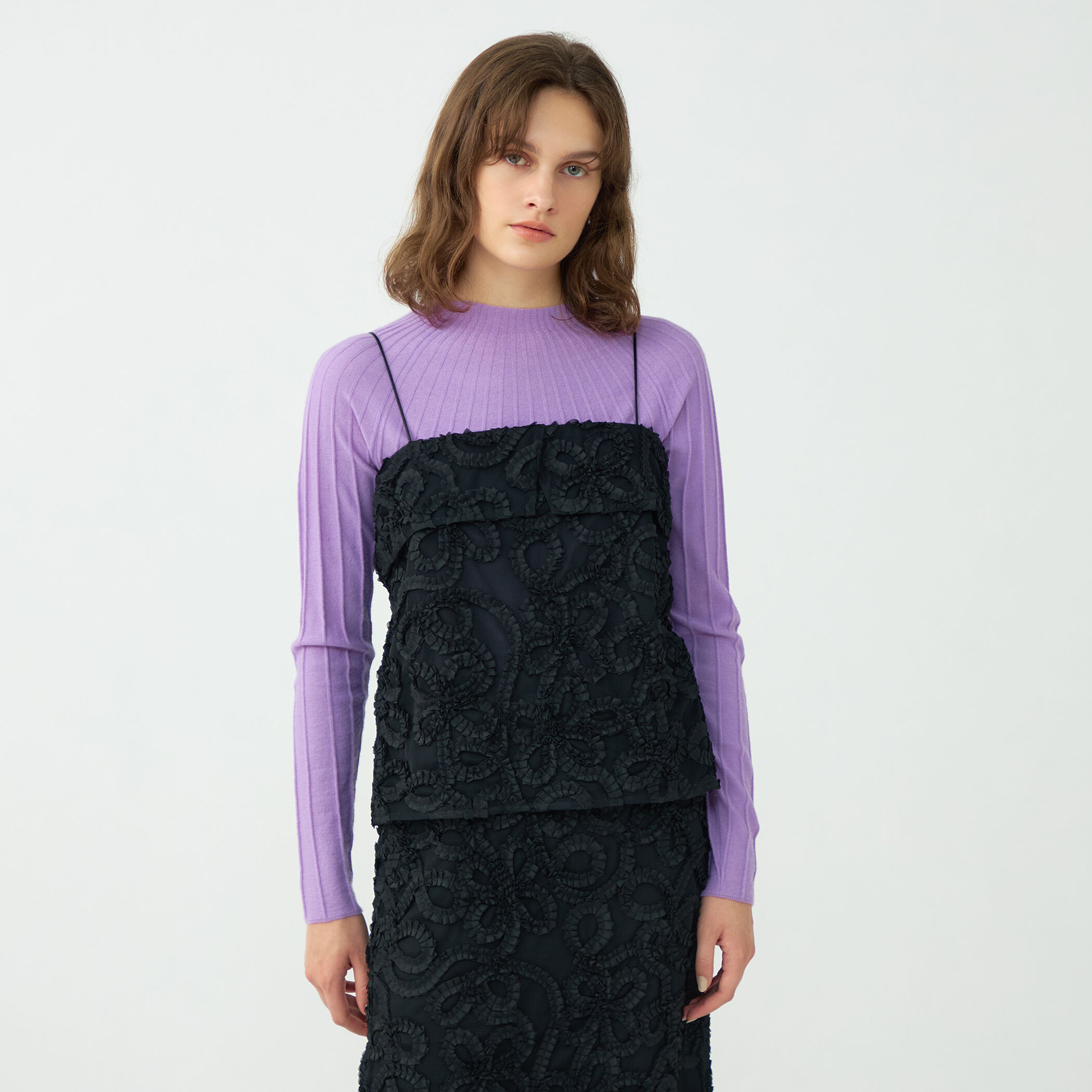 ロゼットチュールエンブロイダリー キャミソールブラウス