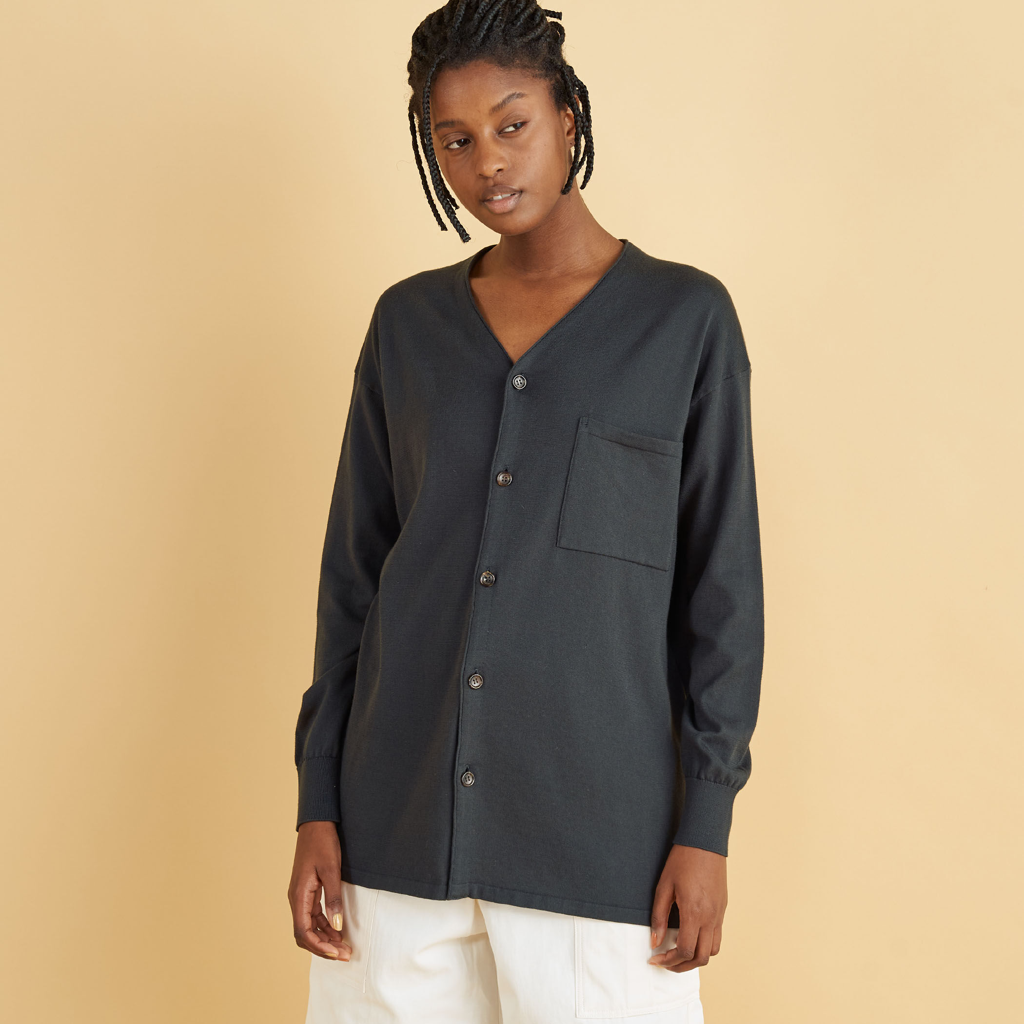 エクストラファインゲージコットン Vネックカーディガン