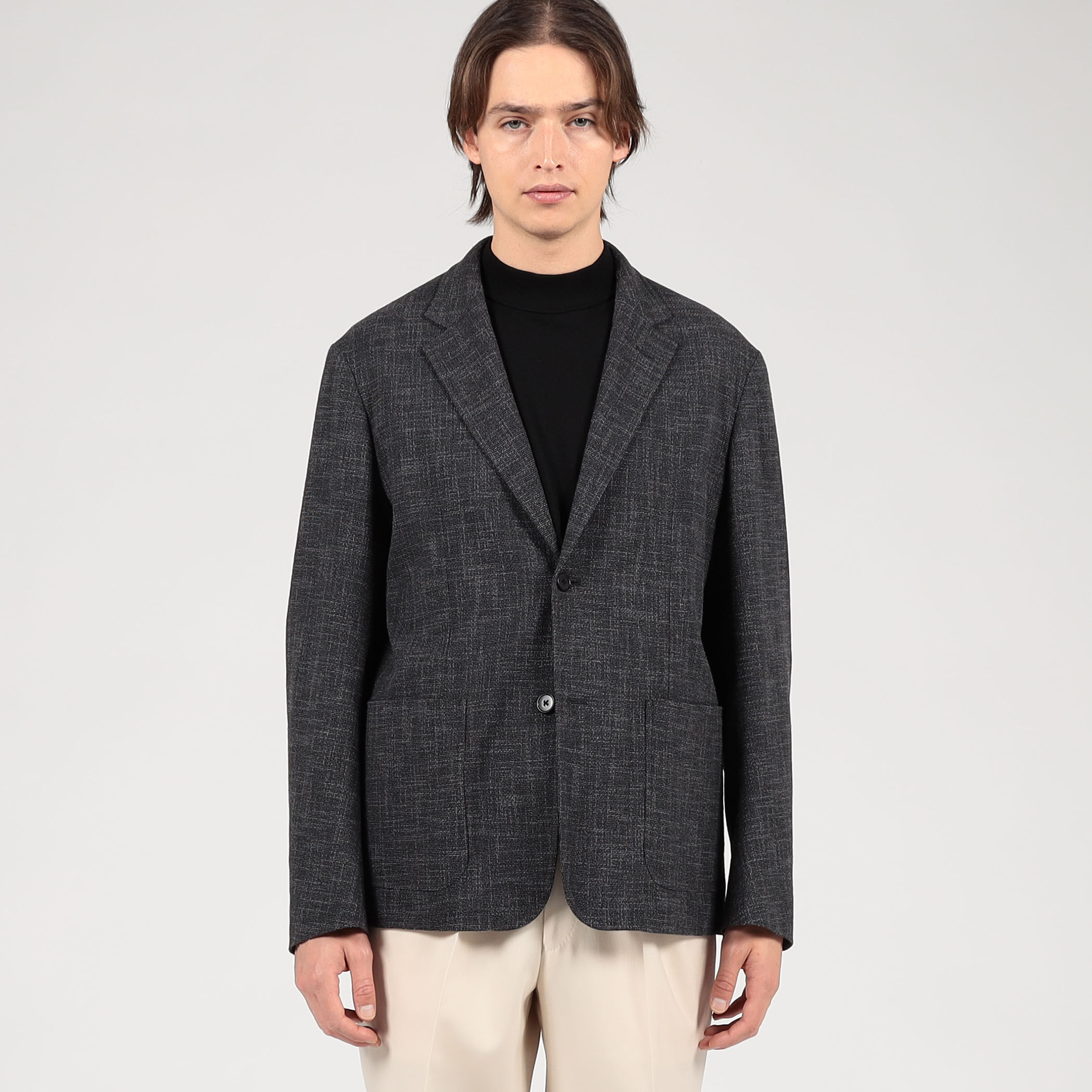 ウールシルクナイロン シングルブレステッド 2Bジャケット CARLO