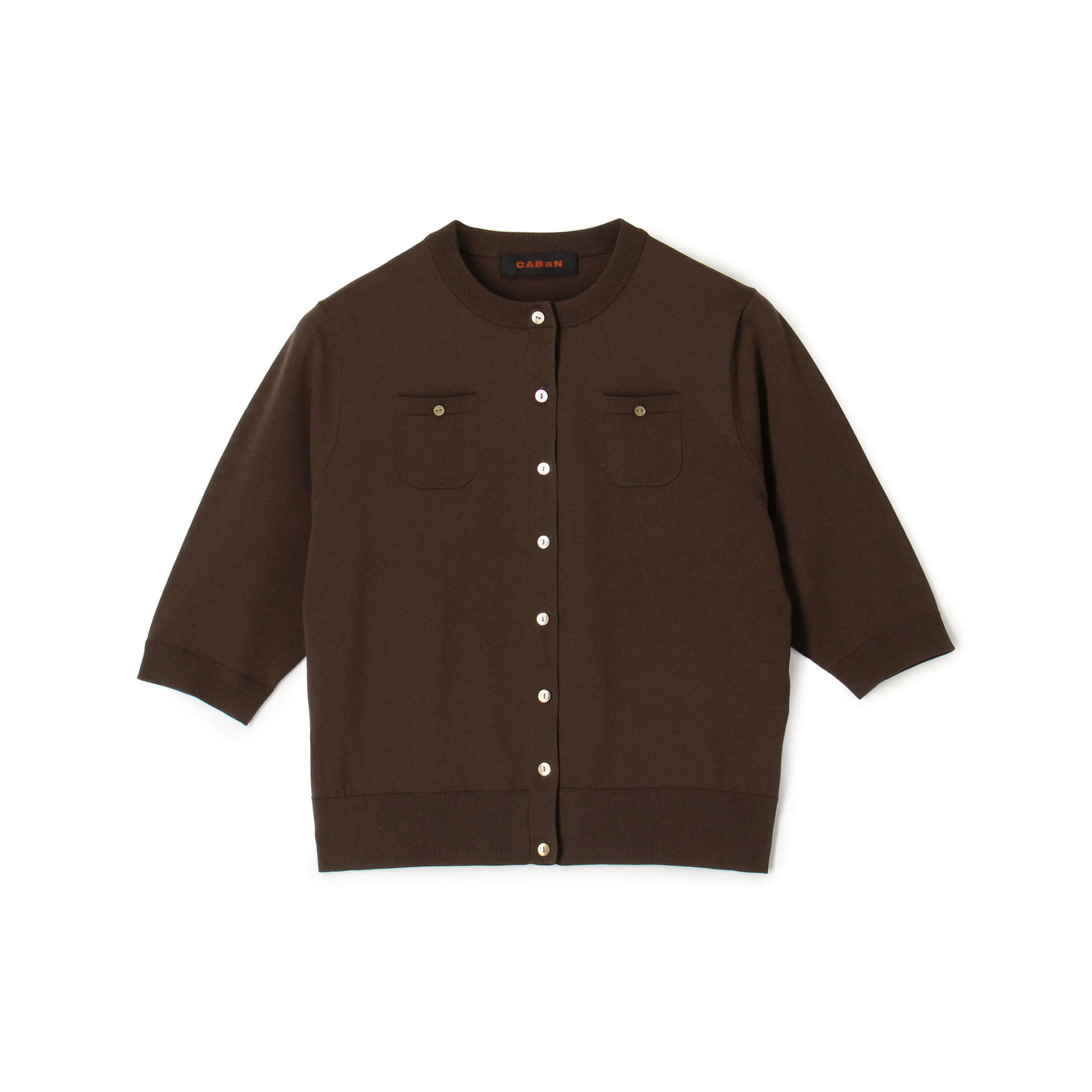 ファインポリエステル ハーフスリーブポケットカーディガン