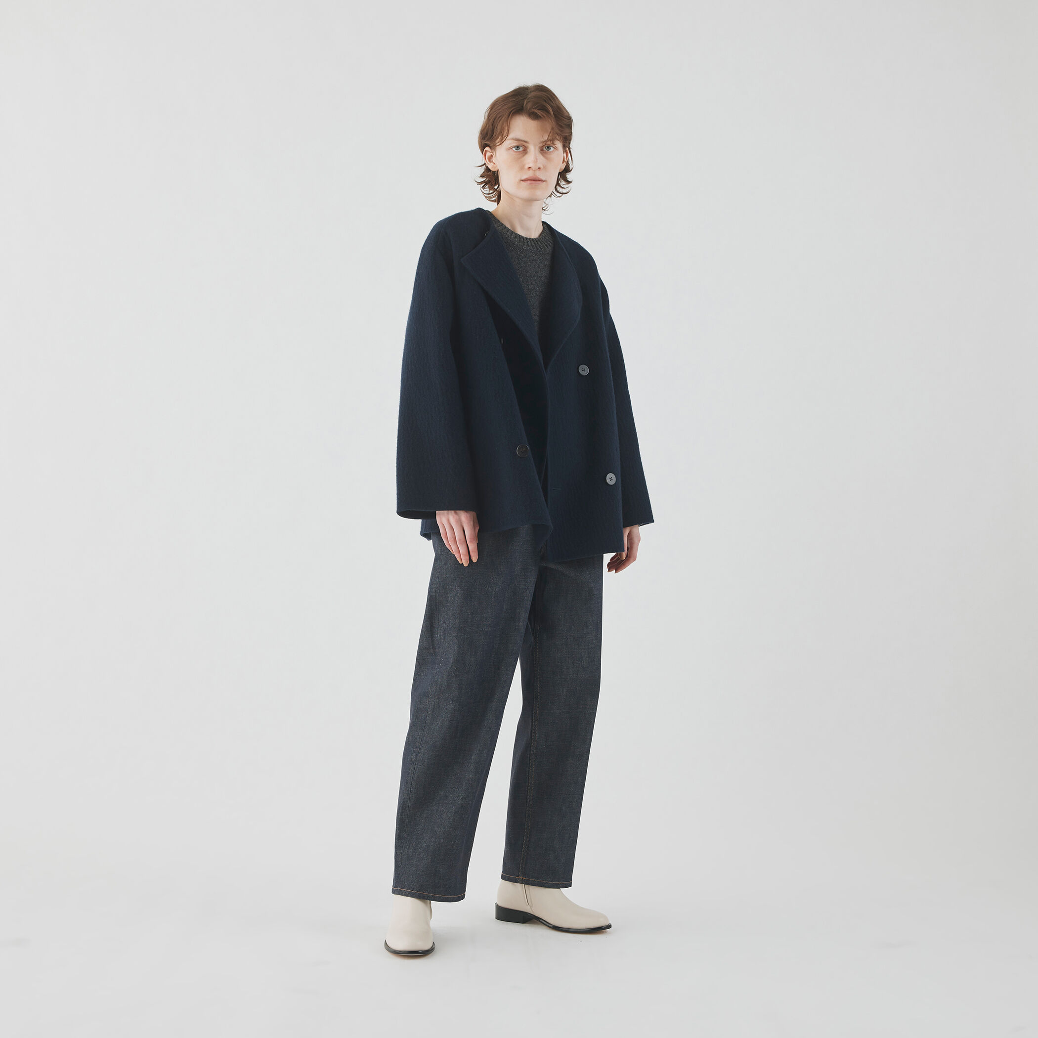 ランダムウール カラーレスショートトレンチコート｜トゥモローランド