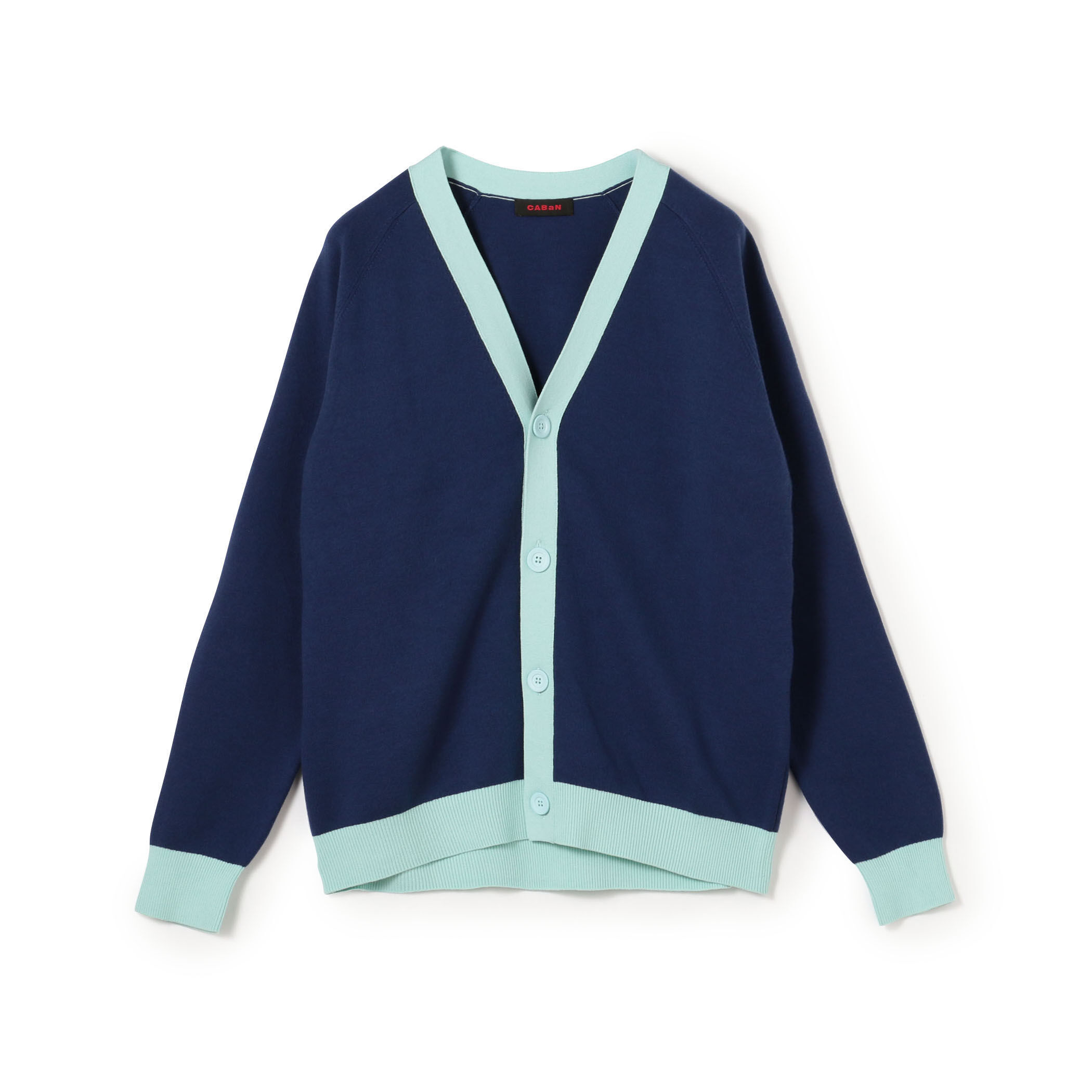 CABaN コットンカシミヤ バイカラーVネックカーディガン