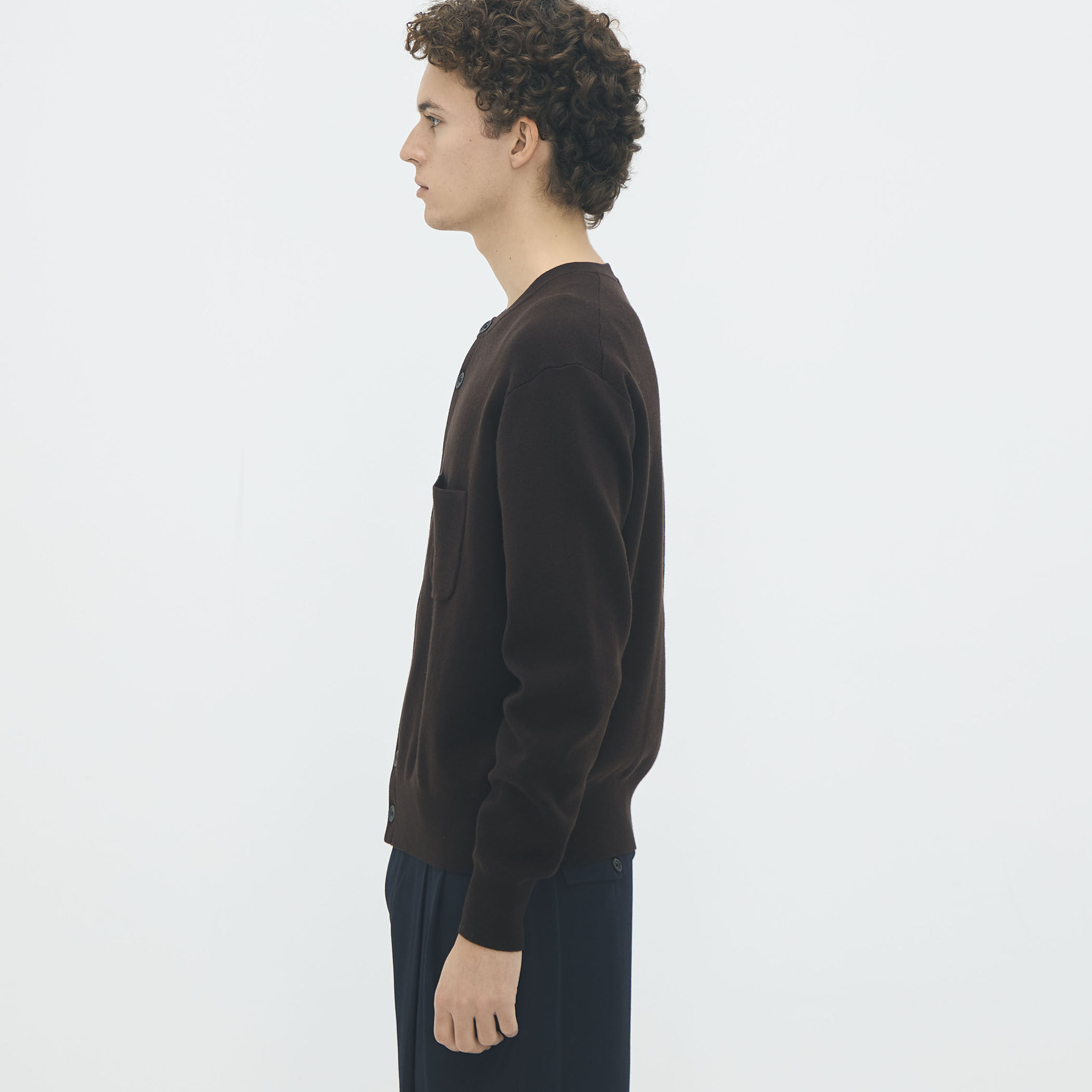 CABaN コットンカシミヤ ポケットクルーネックカーディガン