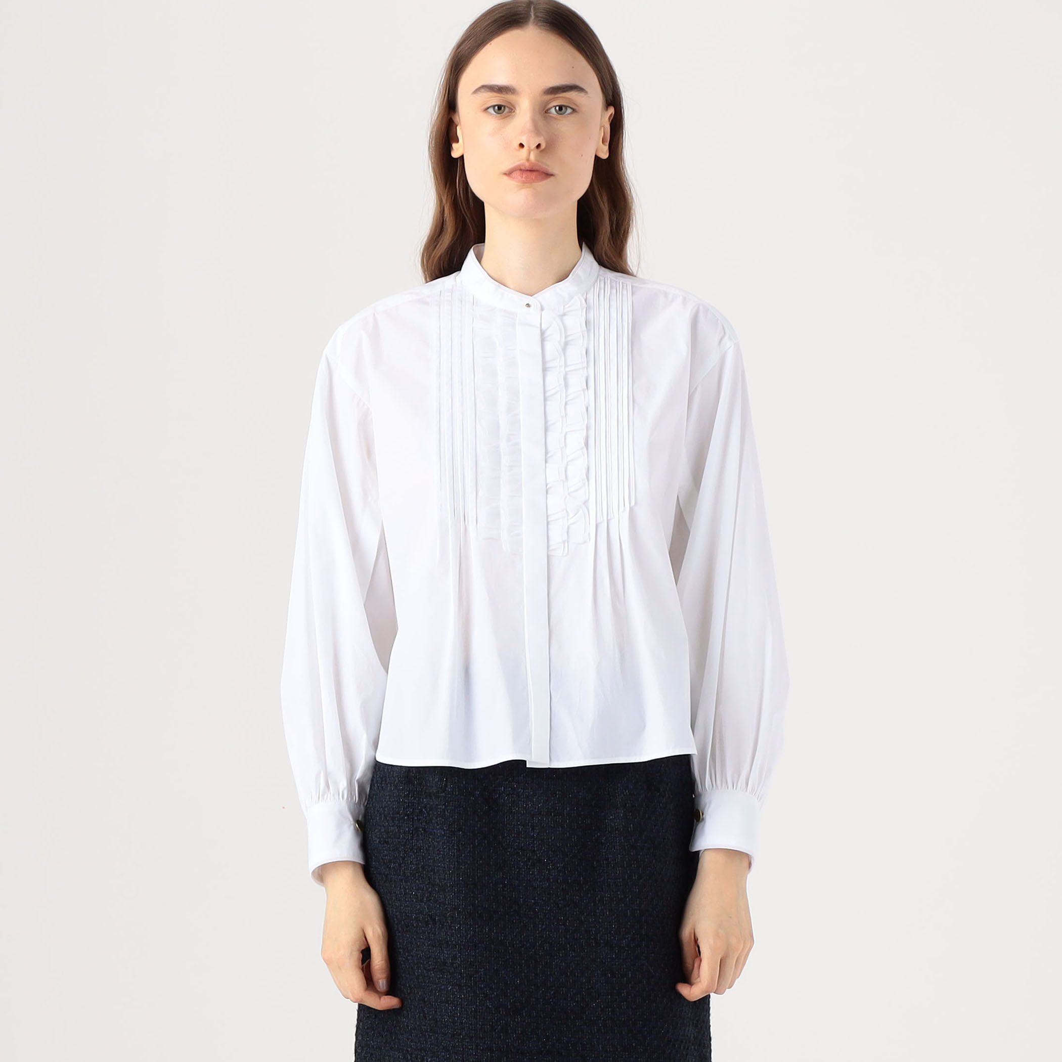 ホワイトコンビネーション タックボザムブラウス｜トゥモローランド