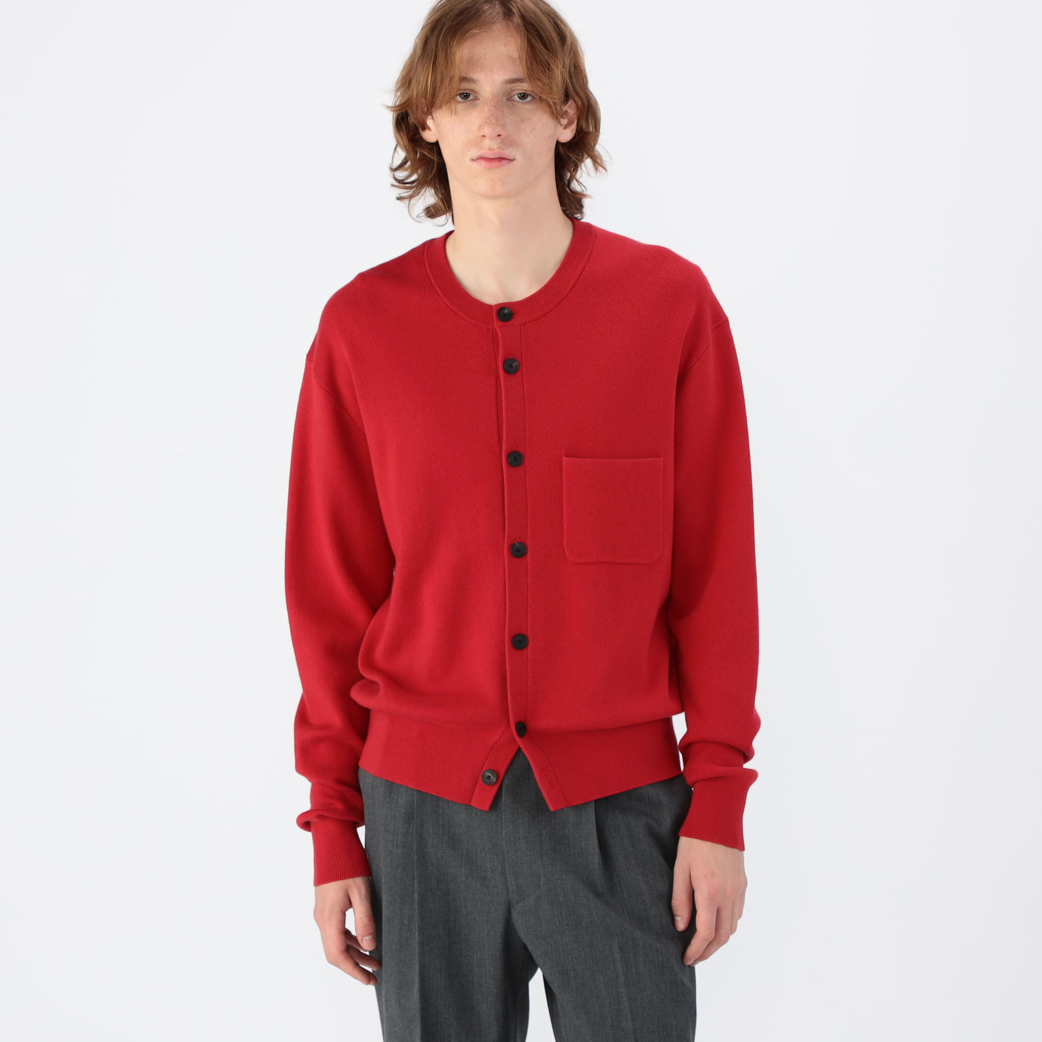 CABaN コットンカシミヤ ポケットクルーネックカーディガン