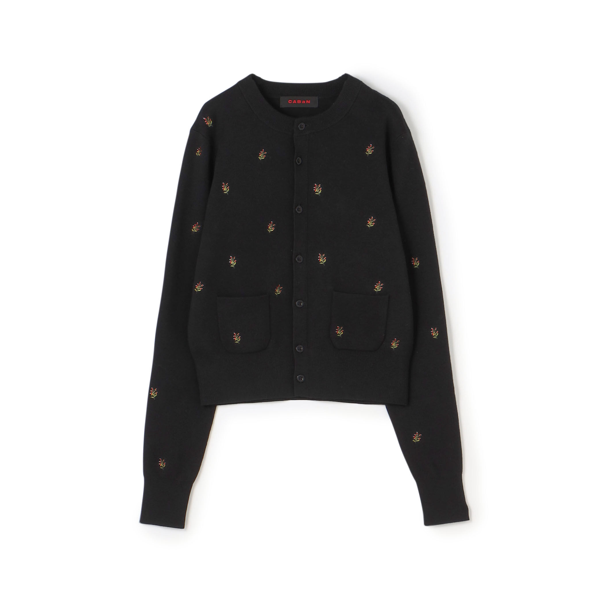 コットンカシミヤ エンブロイダリークルーネックカーディガン