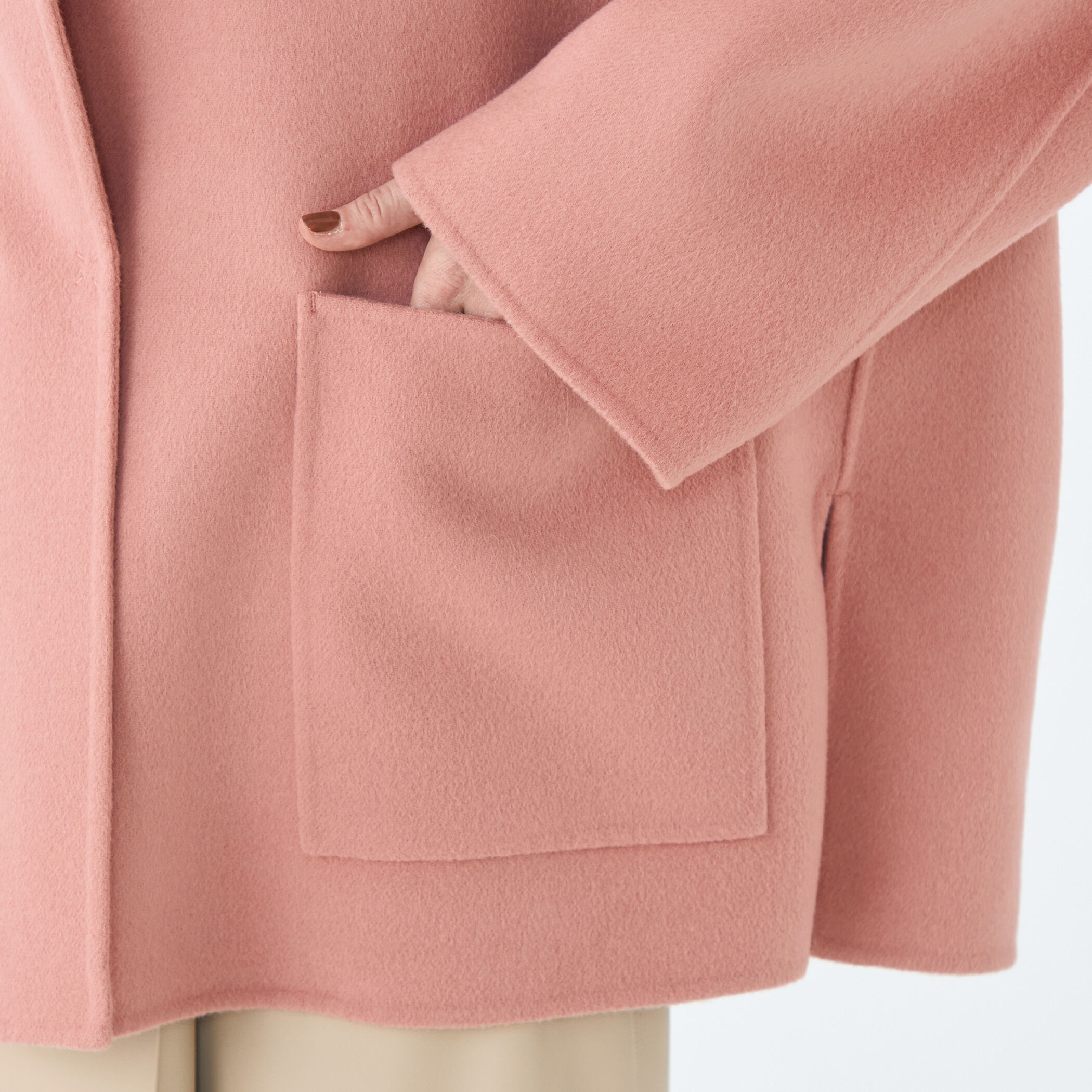 プレミアムウールリバー オープンカラーショートコート