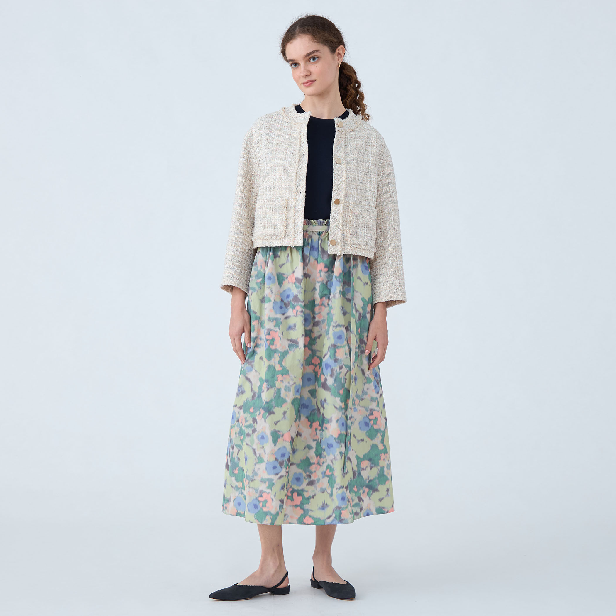 カラースパングルツイード ノーカラージャケット｜トゥモローランド