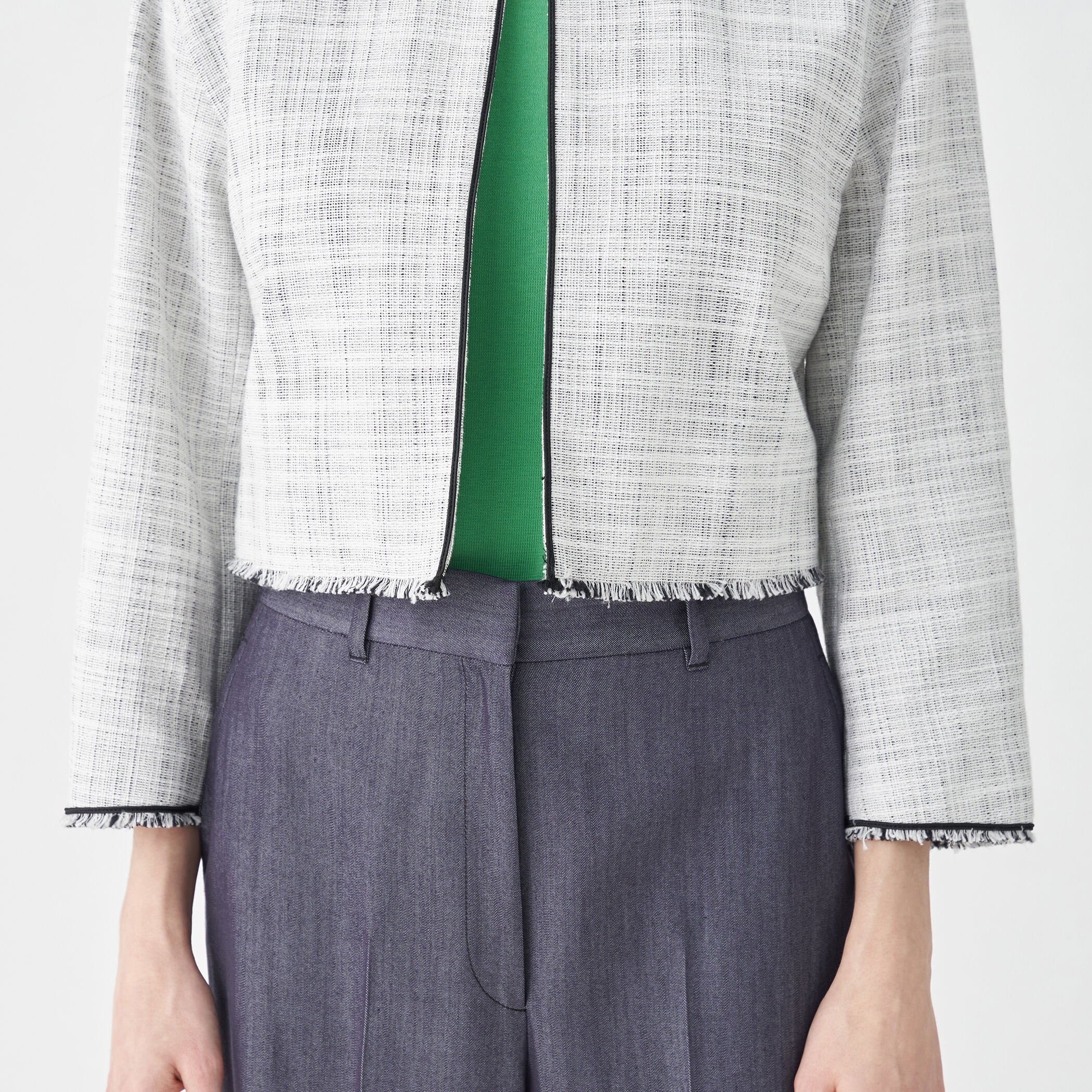 ロングスラブツイード クルーネックジャケット｜トゥモローランド 公式通販