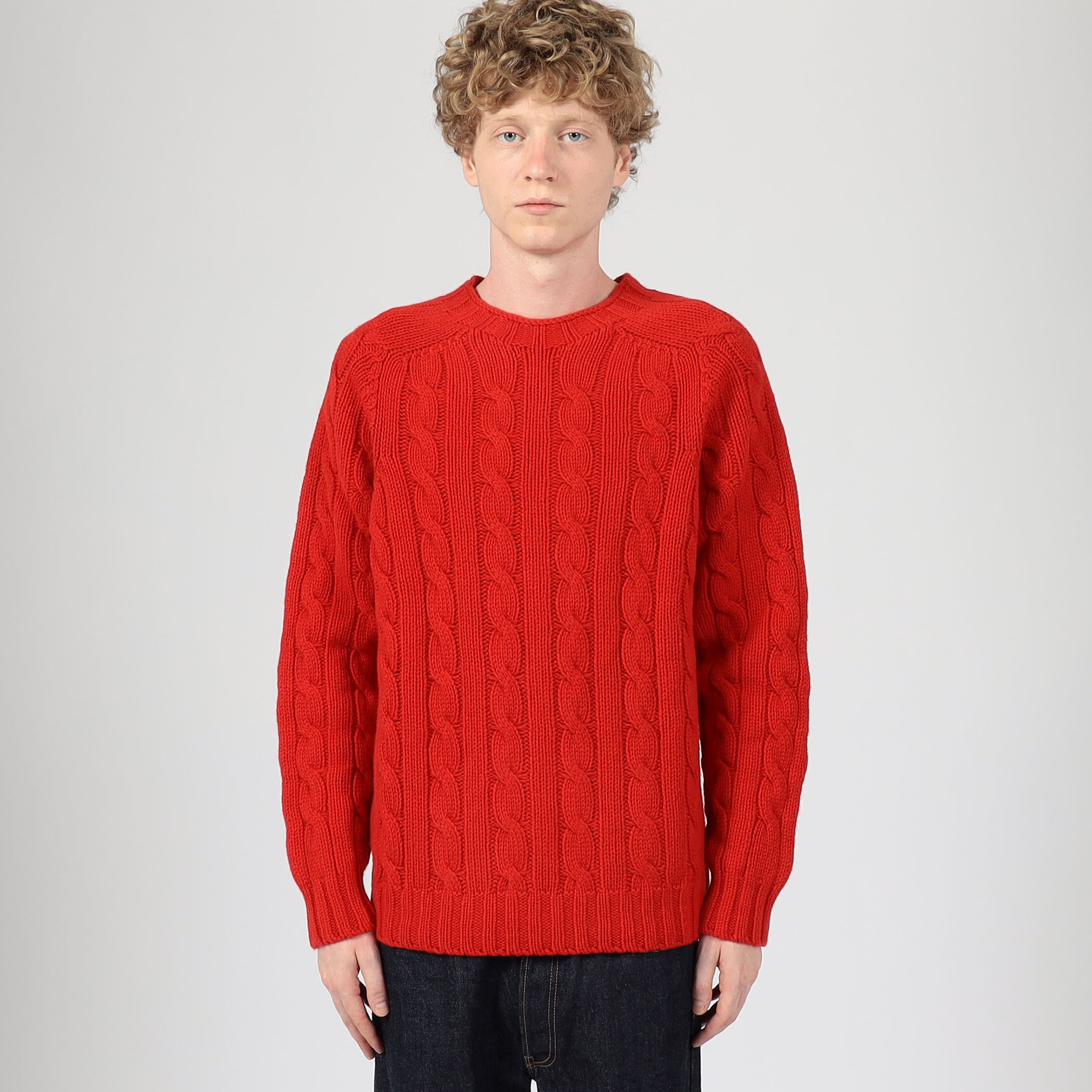 INVERALLAN ウールケーブル クルーネックプルオーバーニット