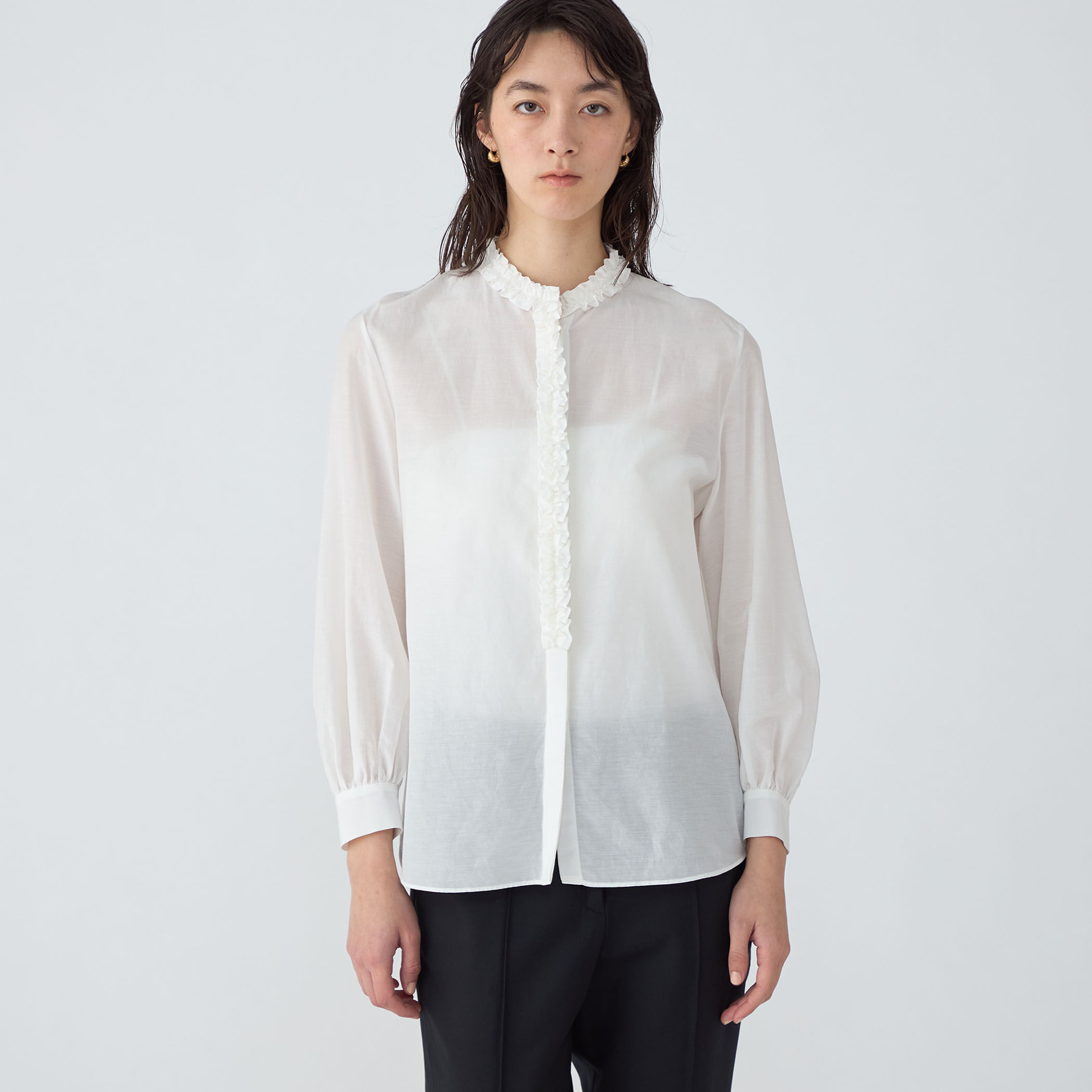 コットンシルクオーガンジー フリルブラウス｜トゥモローランド 公式通販