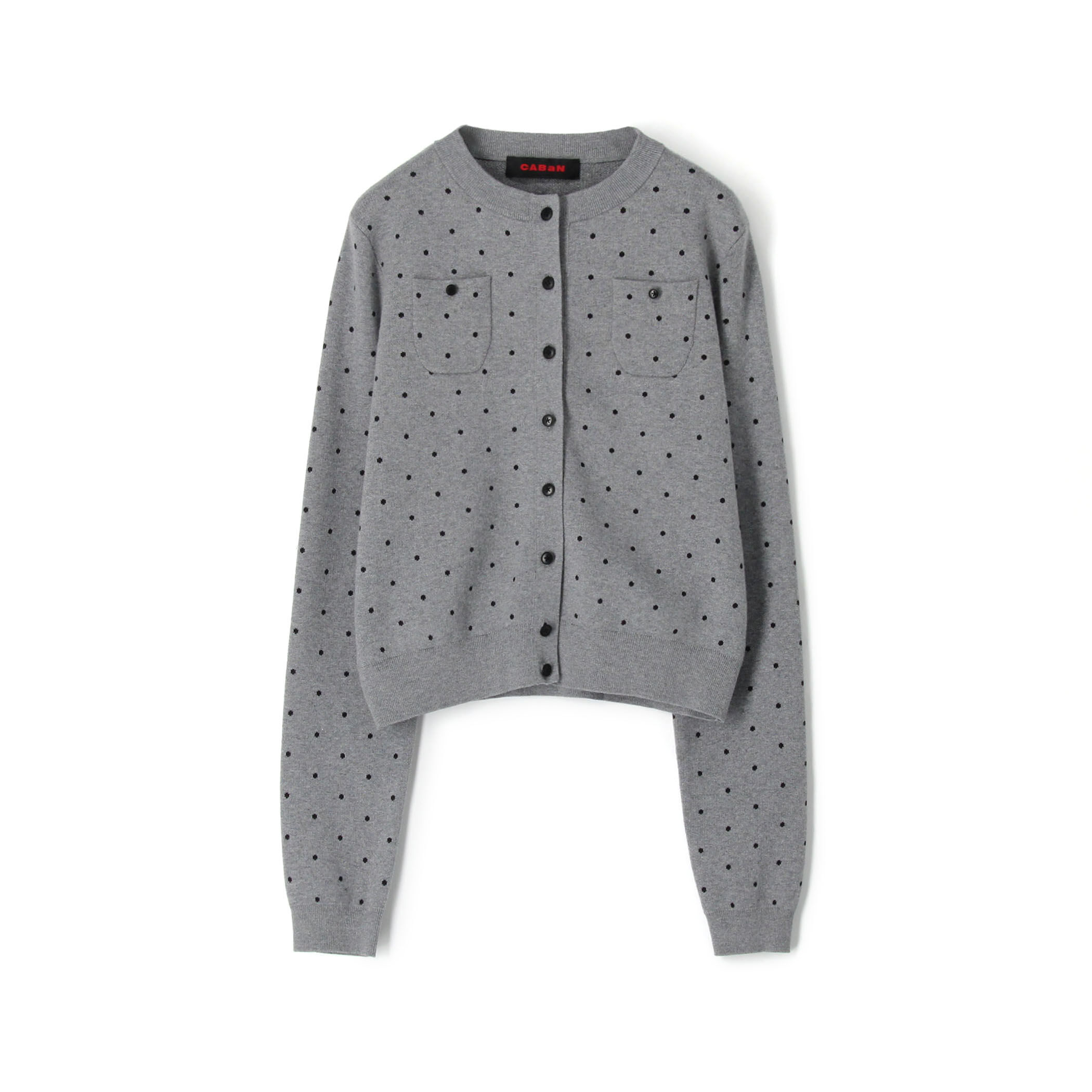 コットンカシミヤ ドットジャカードクルーネックカーディガン