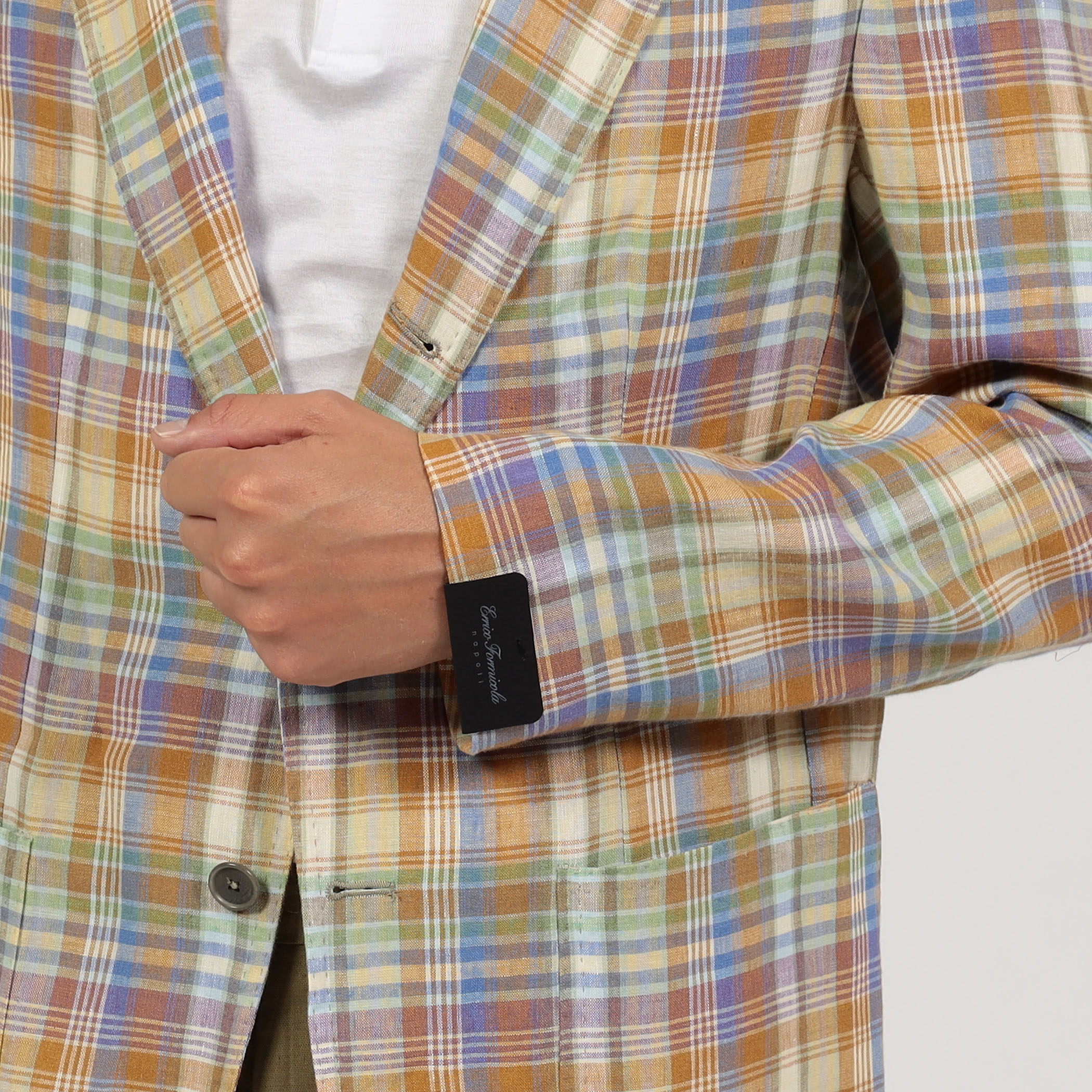 ERRICO FORMICOLA リネンシングル ブレステッド3Bジャケット