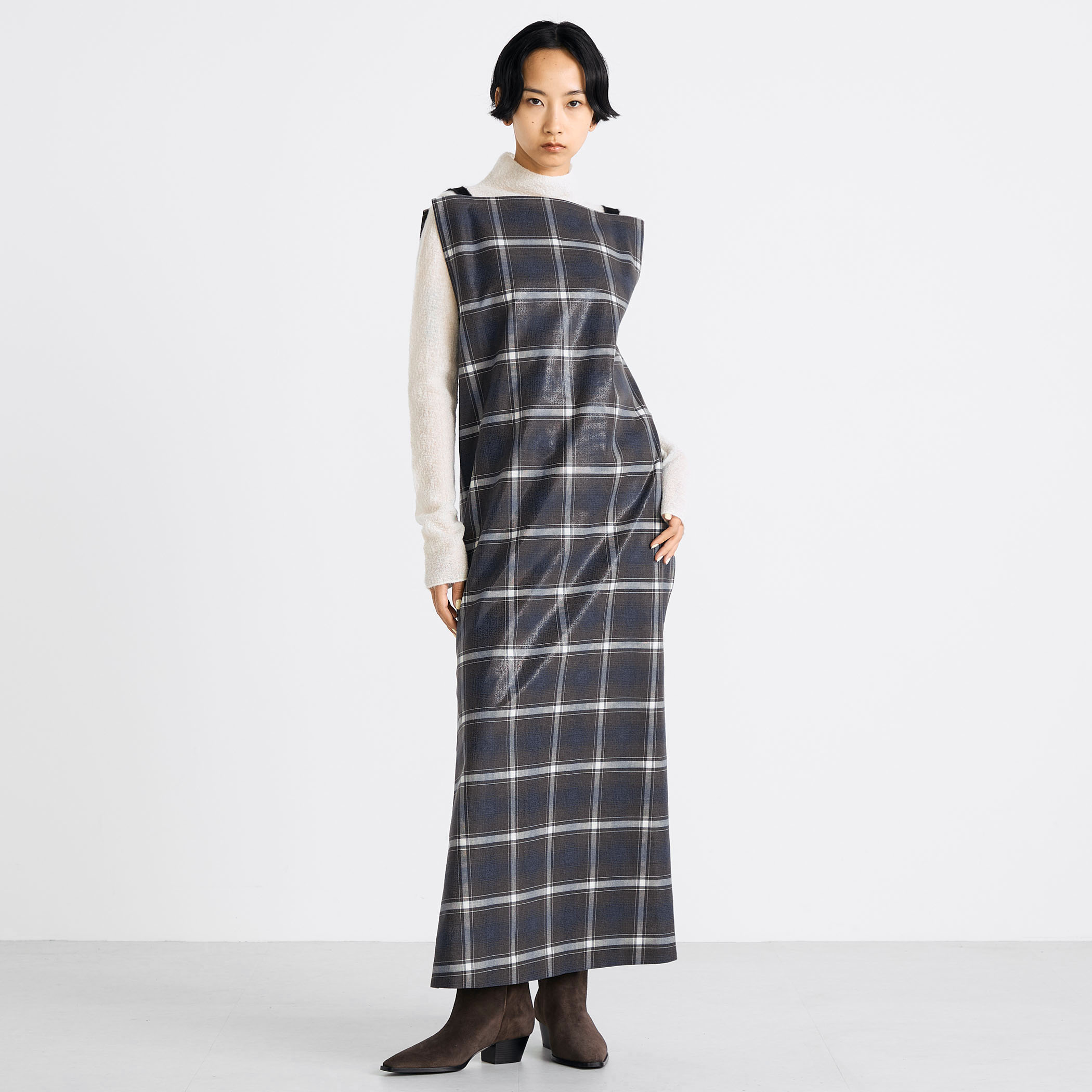 箔コーティングチェック ロングワンピース｜トゥモローランド 公式通販