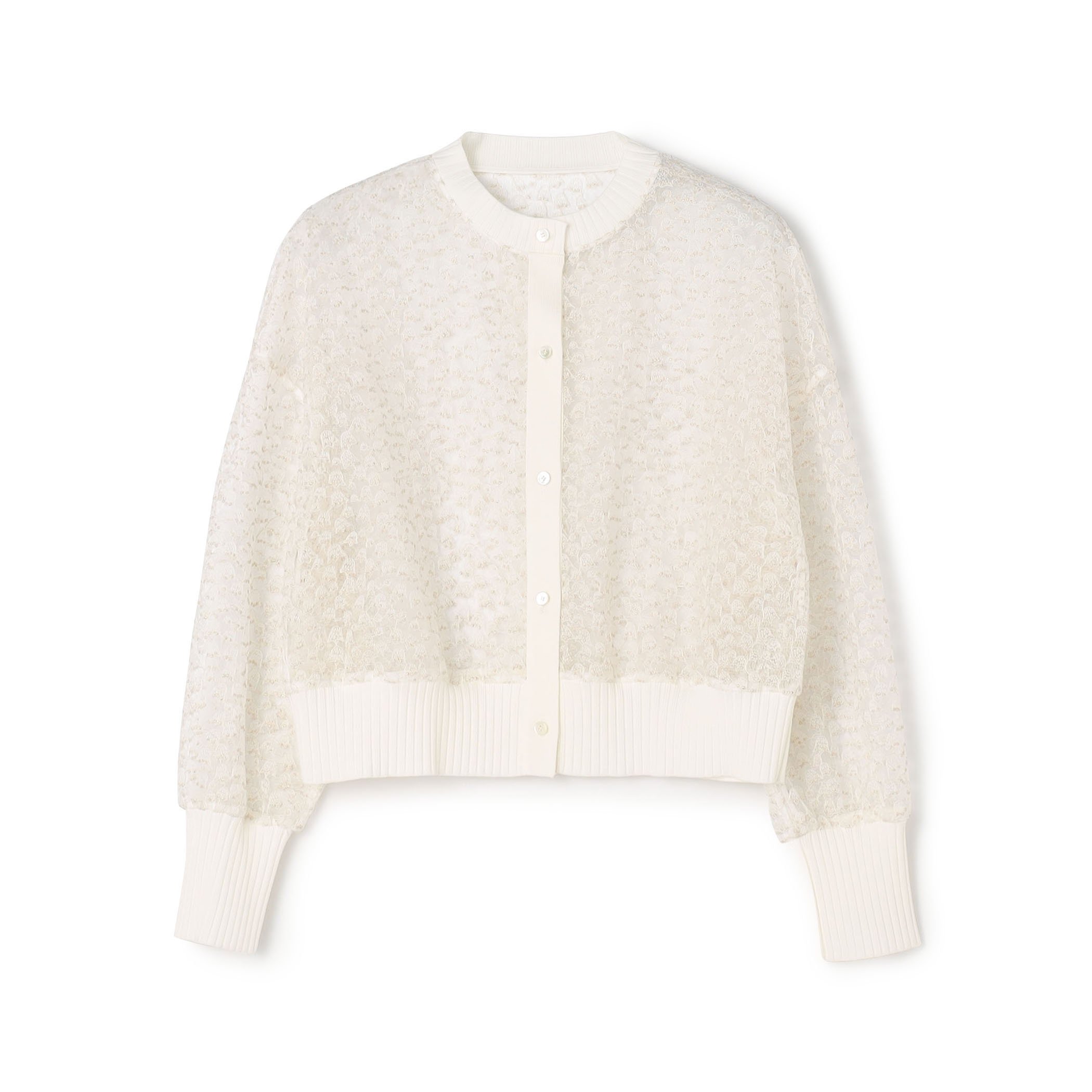 チュールエンブロイダリー レースショートカーディガン