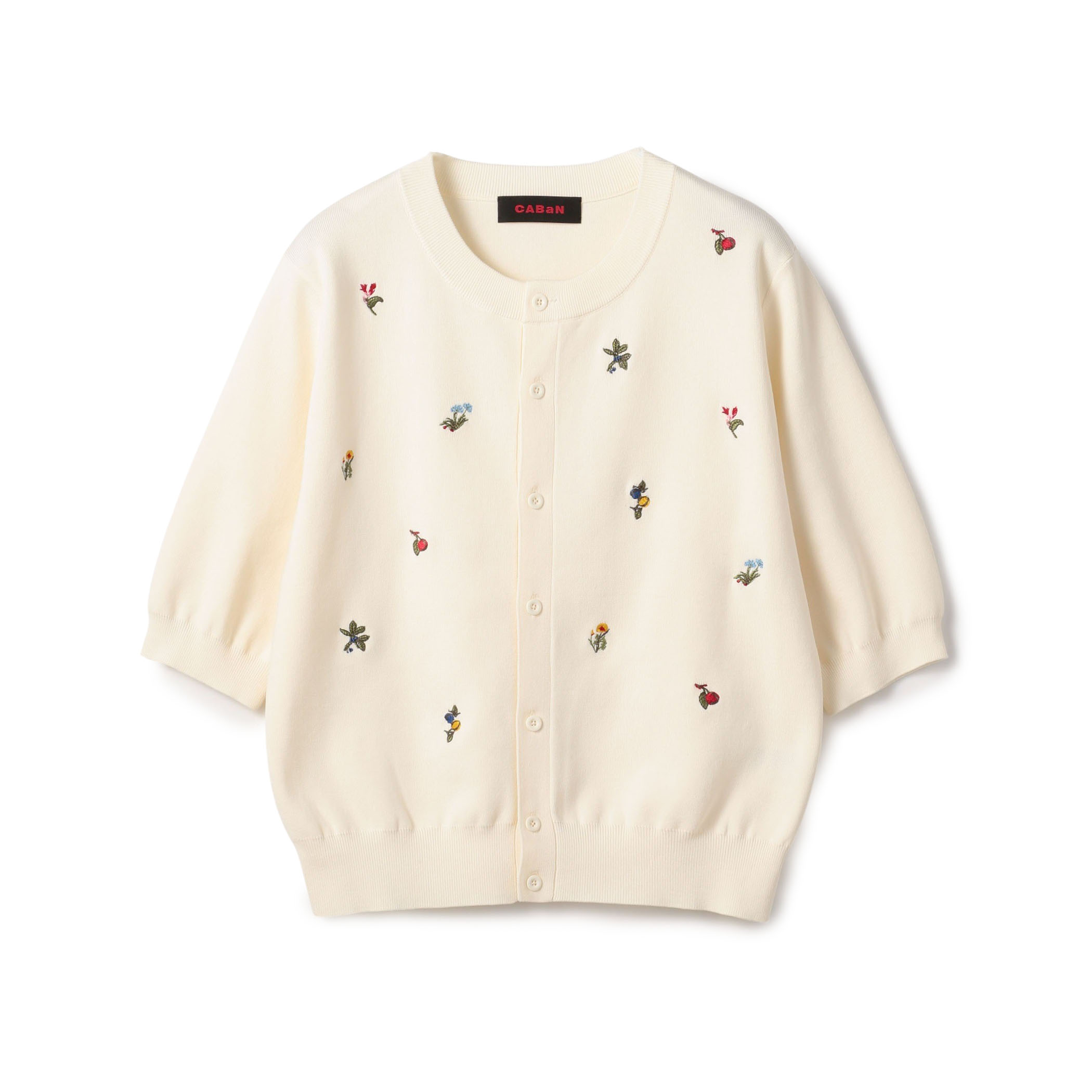 GREEN SHOWER エンブロイダリーハーフスリーブカーディガン