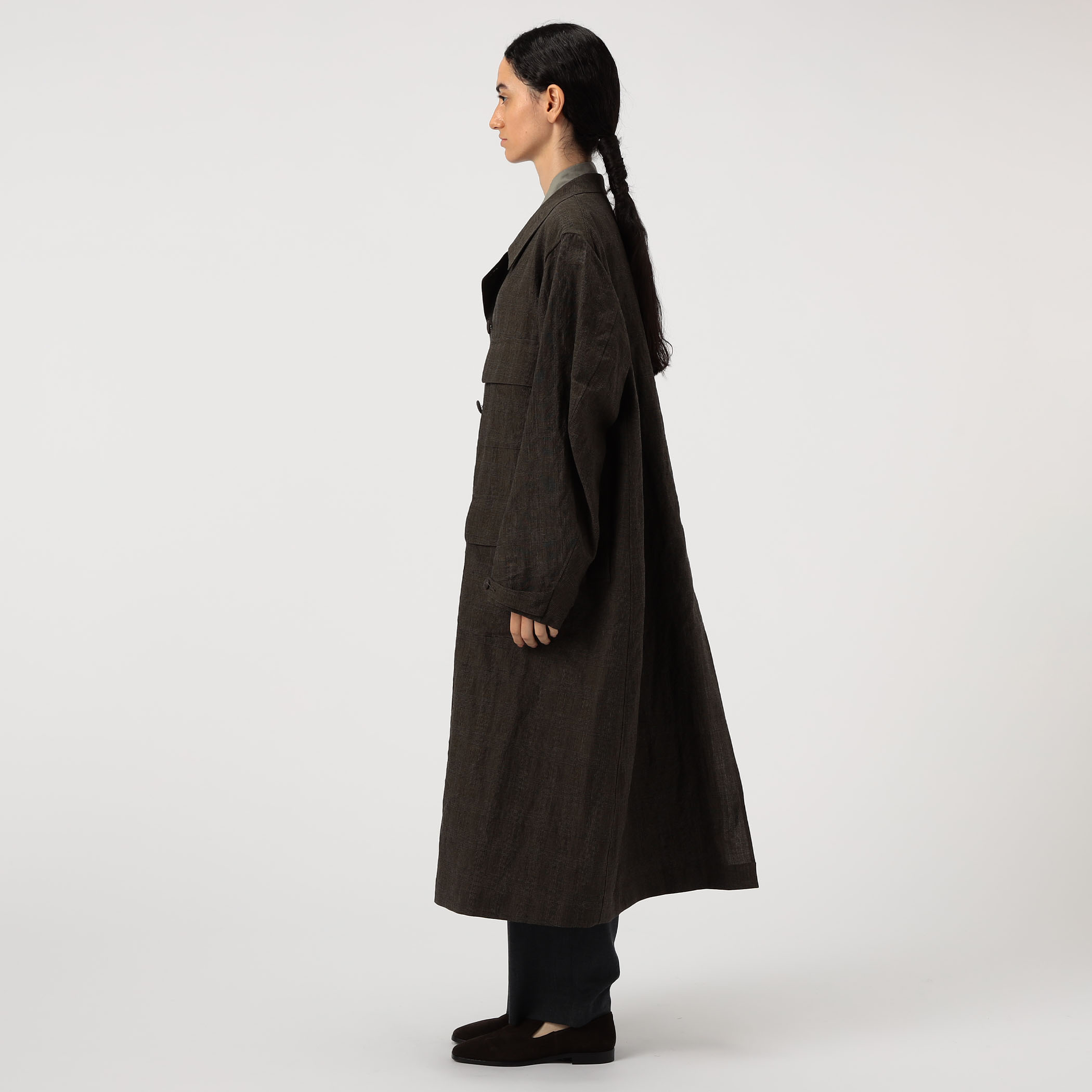 HAVERSACK ウールリネングレンチェック アトリエコート