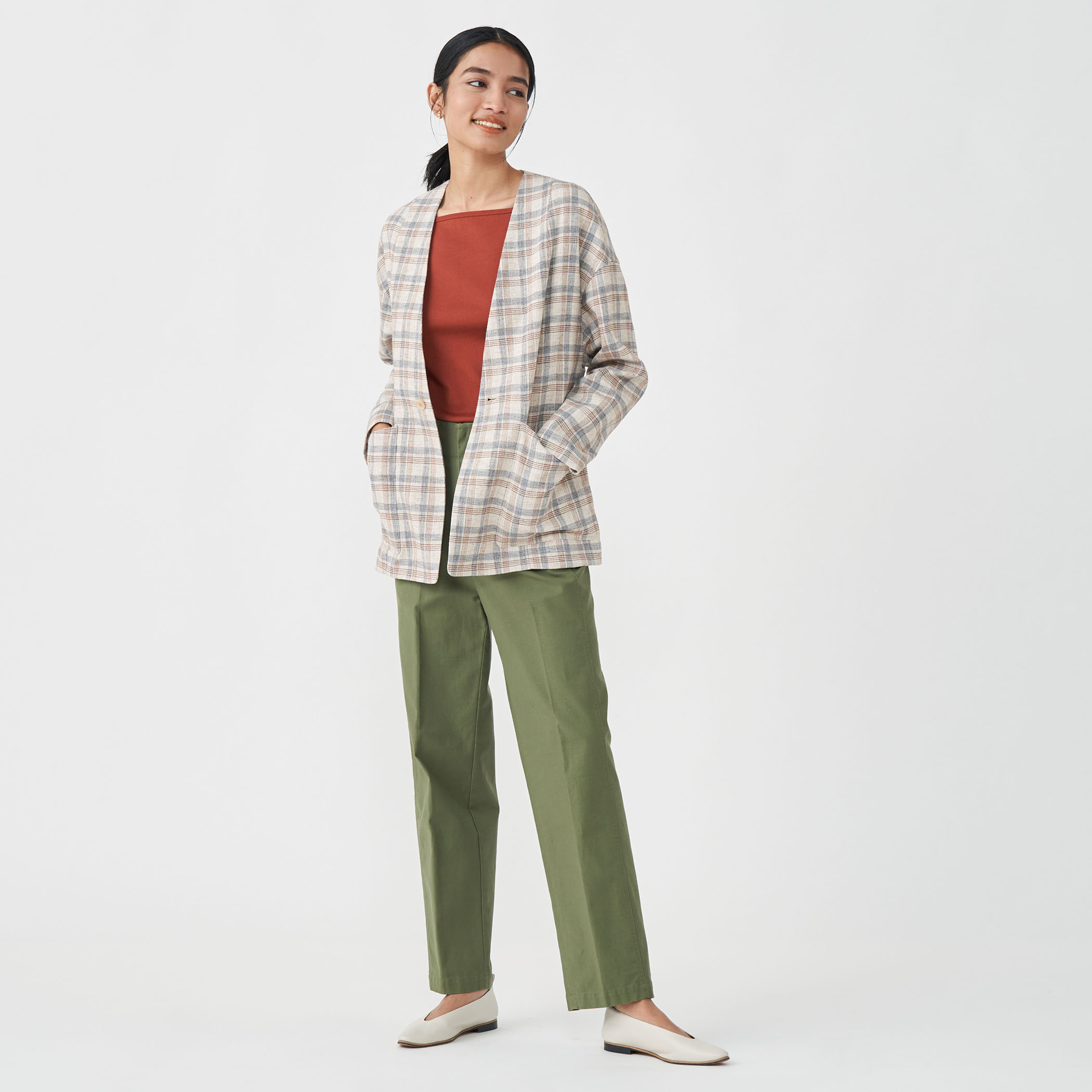 ツイードチェック ノーカラージャケット｜トゥモローランド 公式通販