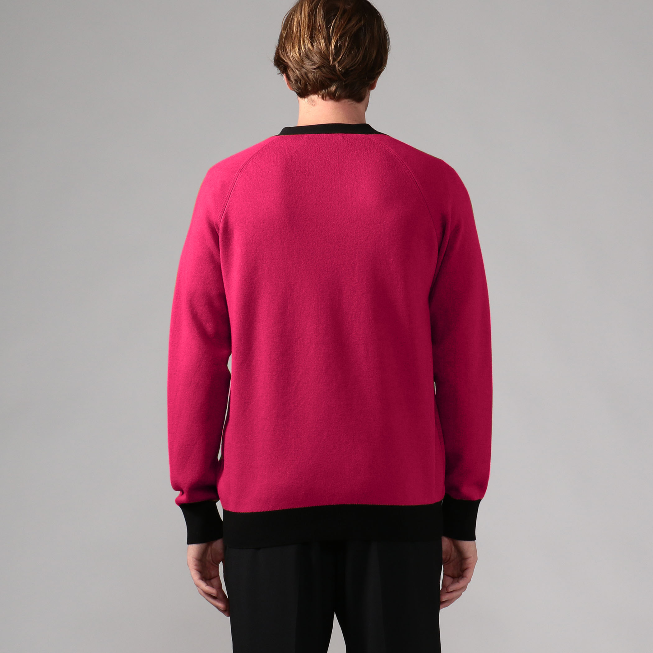 CABaN コットンカシミヤ バイカラーVネックカーディガン