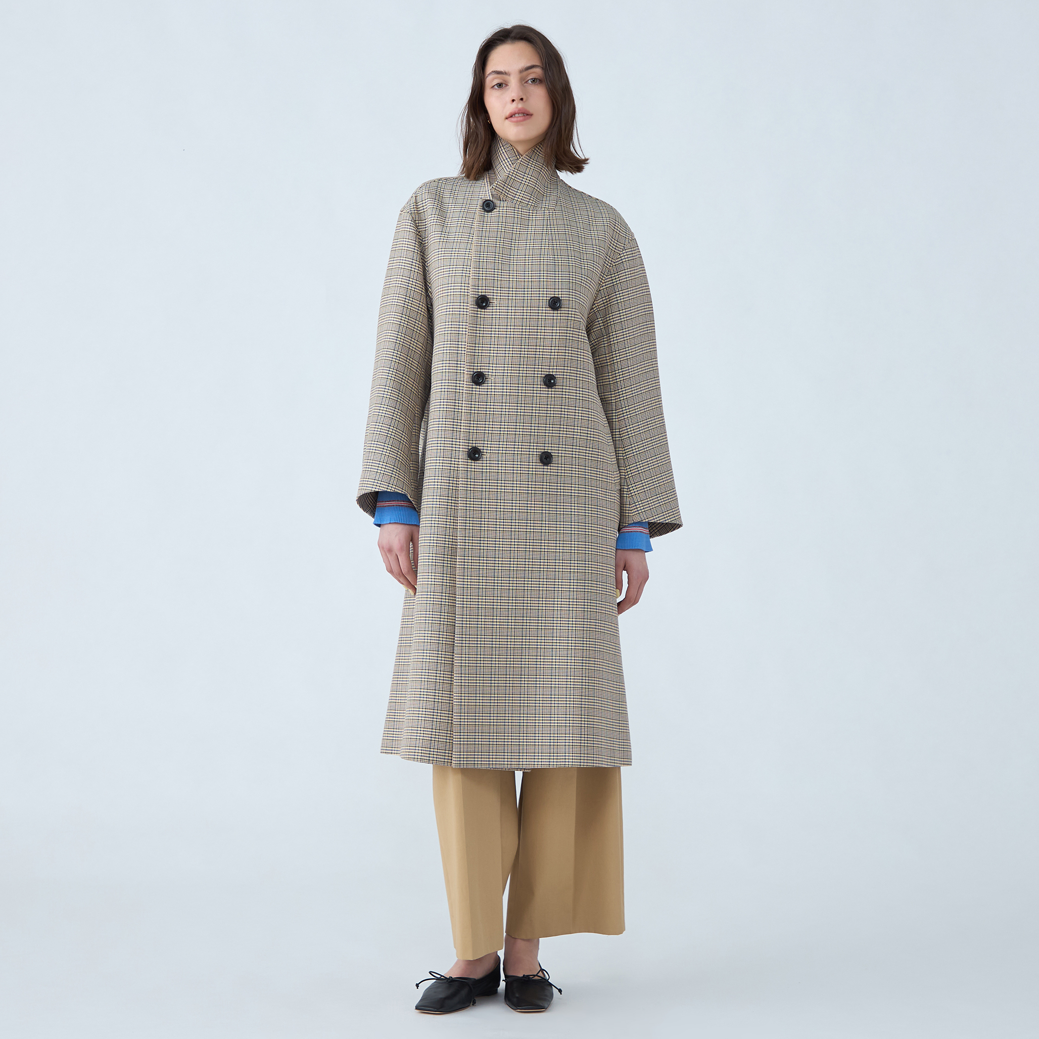 コットンリバーチェック ダブルブレストコート｜トゥモローランド 公式通販