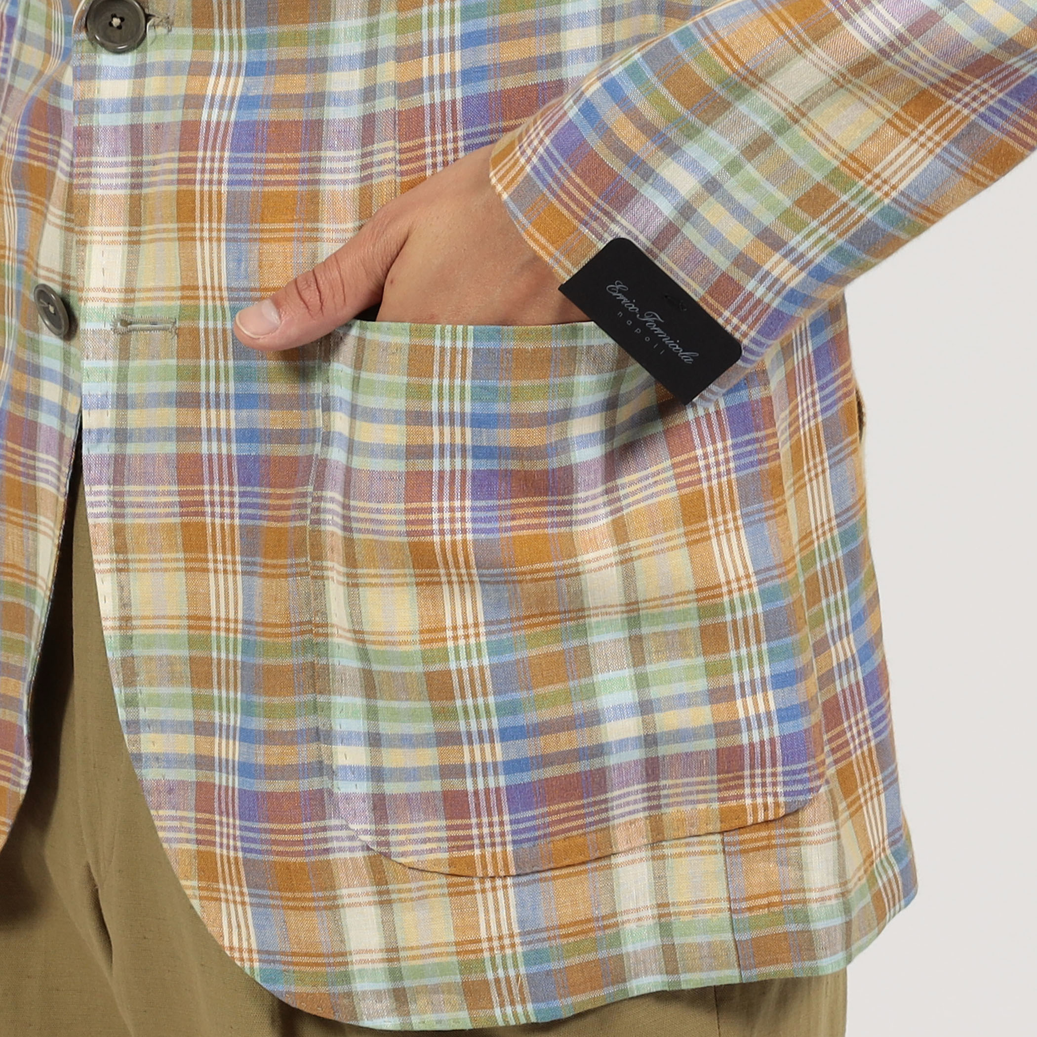 ERRICO FORMICOLA リネンシングル ブレステッド3Bジャケット