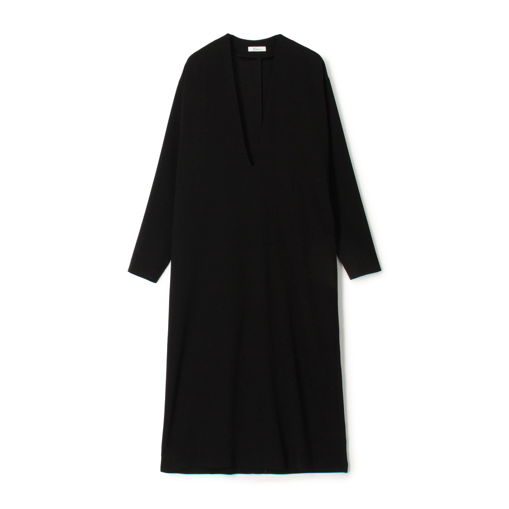 バックサテンジョーゼット Vネックロングワンピース｜トゥモローランド